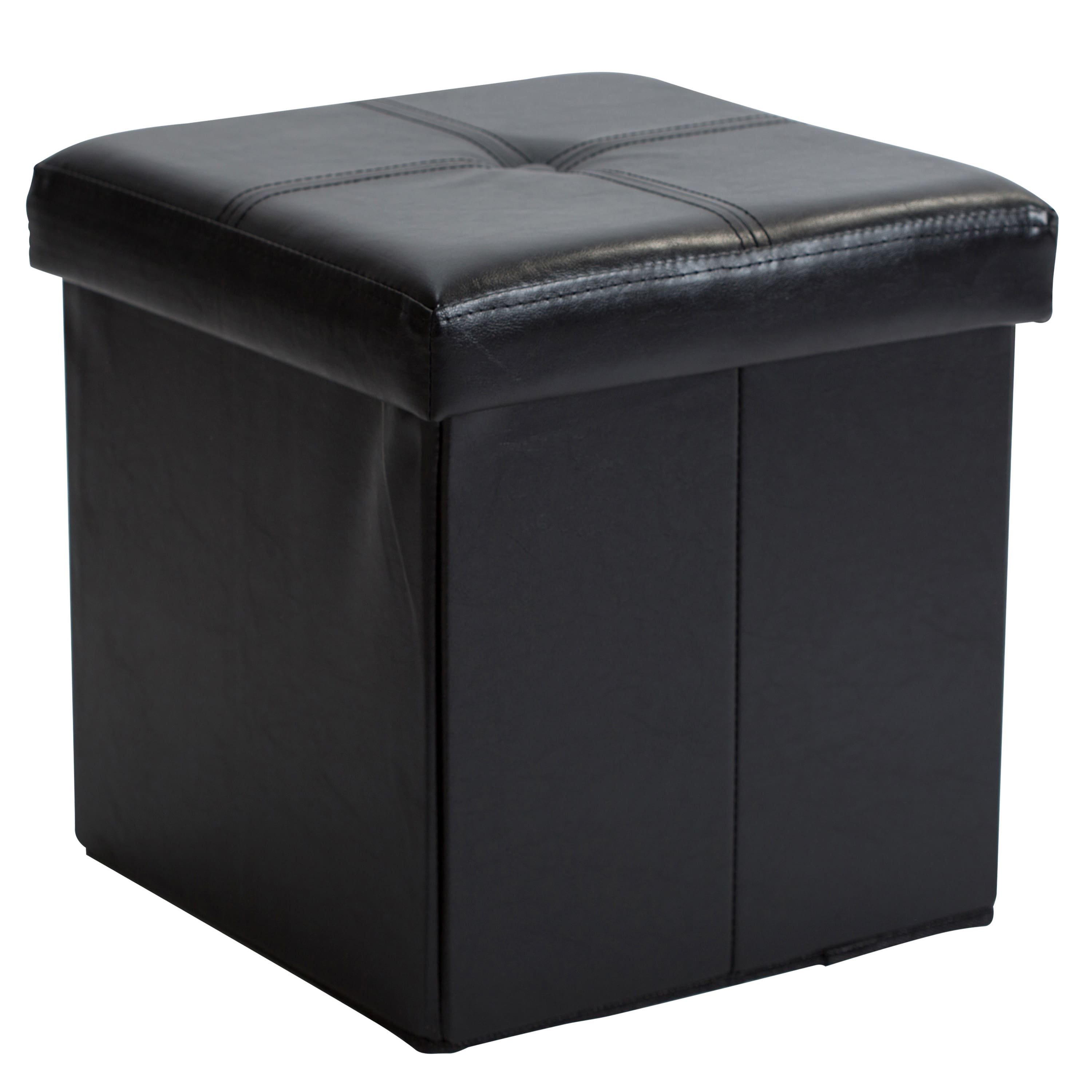 Simplify Faux Leather Folding Storage Ottoman Cube