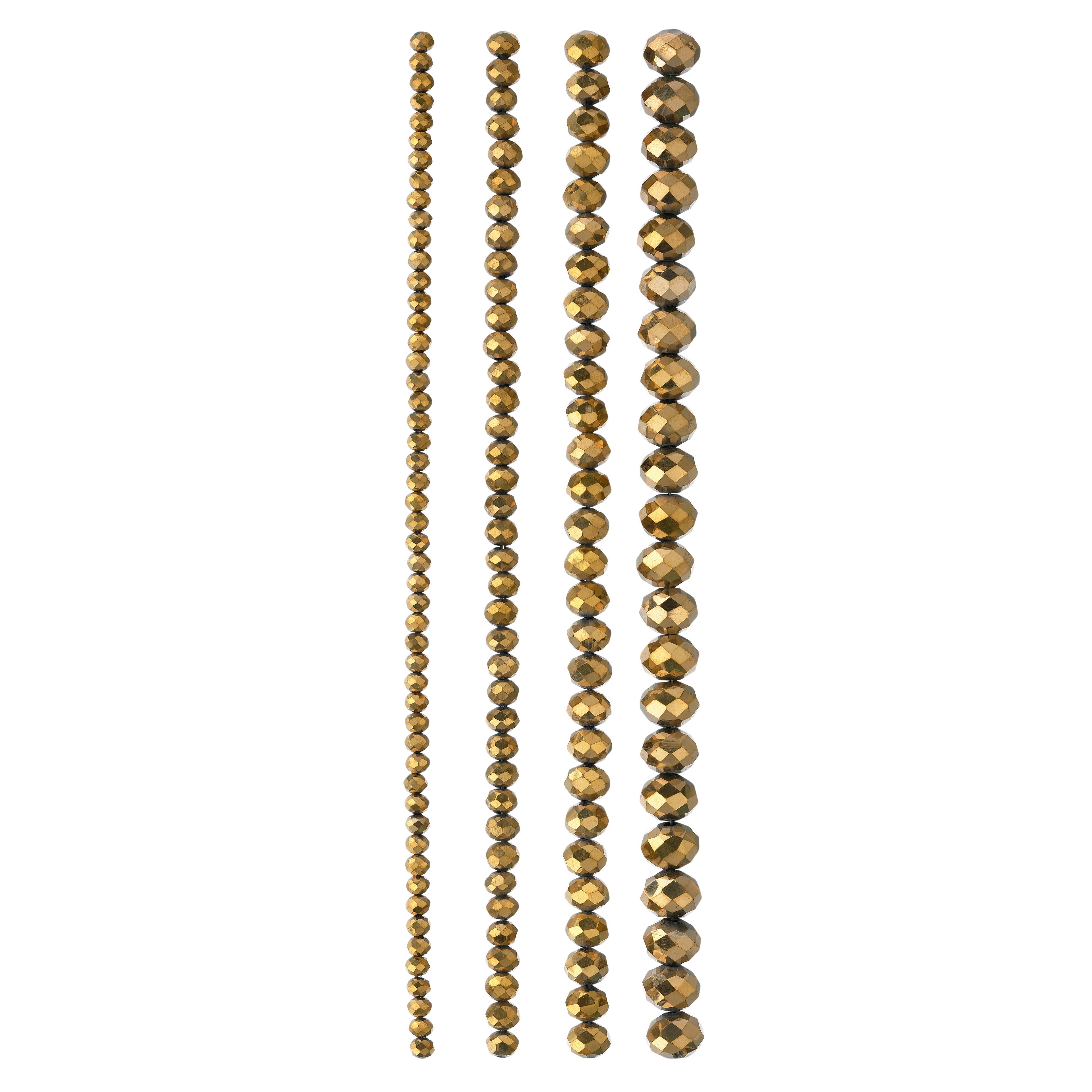 12 Pack: Gold Half Faceted Glass Rondelle Beads by Bead Landing&#x2122;