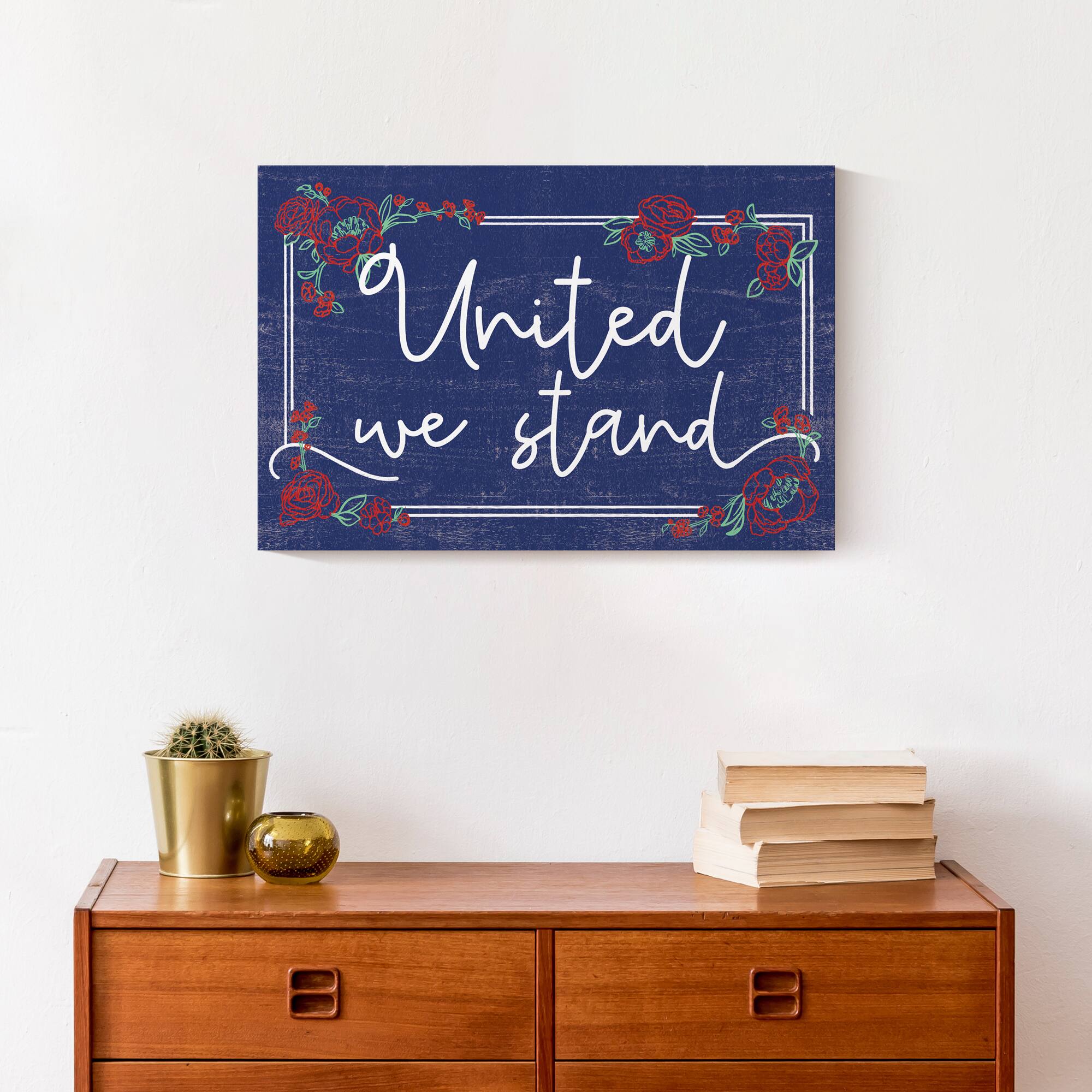 United We Stand Script Canvas Wall Art
