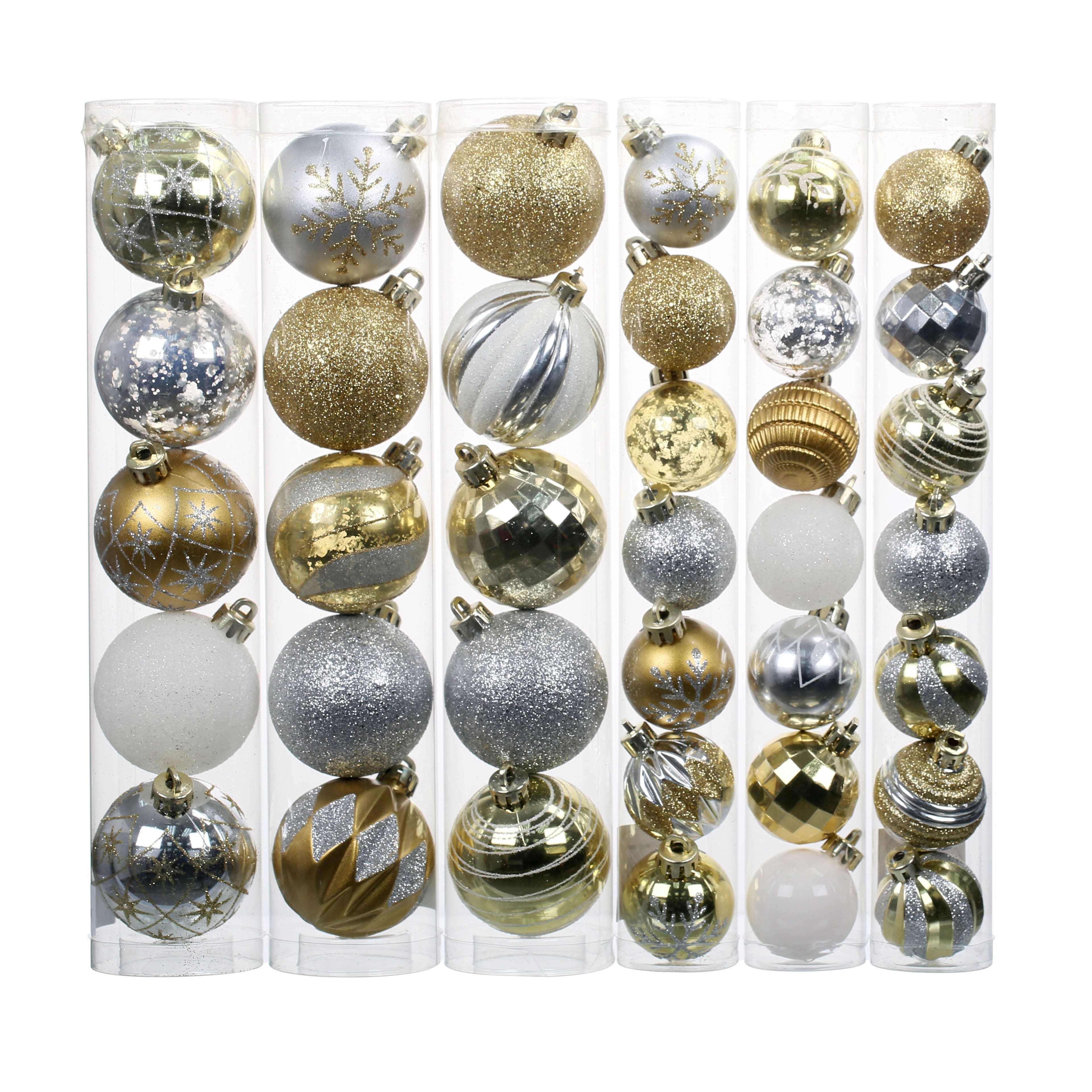 Assorted Silver &#x26; Gold Ball Plastic Ornament Tube by Ashland&#xAE;, 1pc.