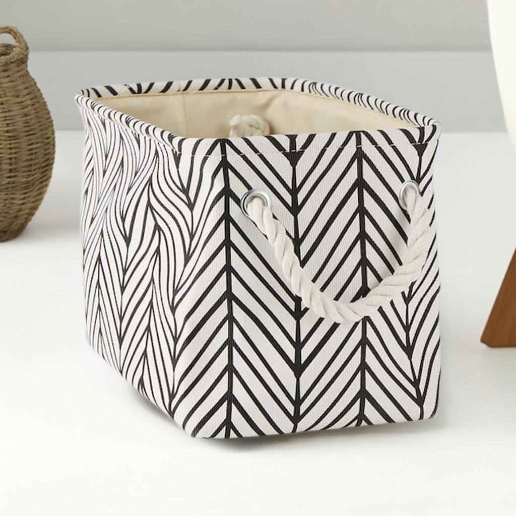 DII&#xAE; Small Off-White Herringbone Rectangle Fabric Bin