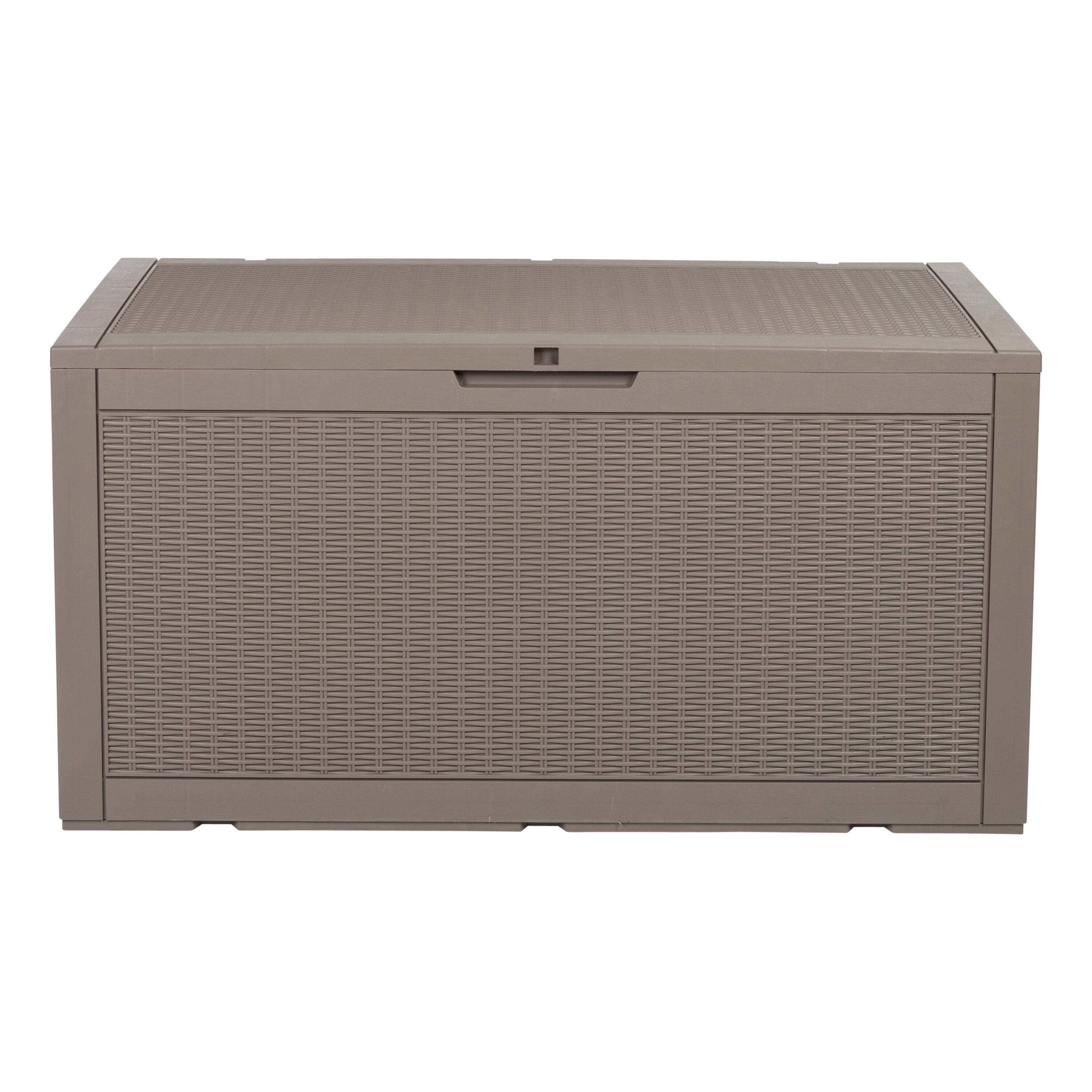 Honey Can Do 100gal Brown Wicker Resin Deck Box