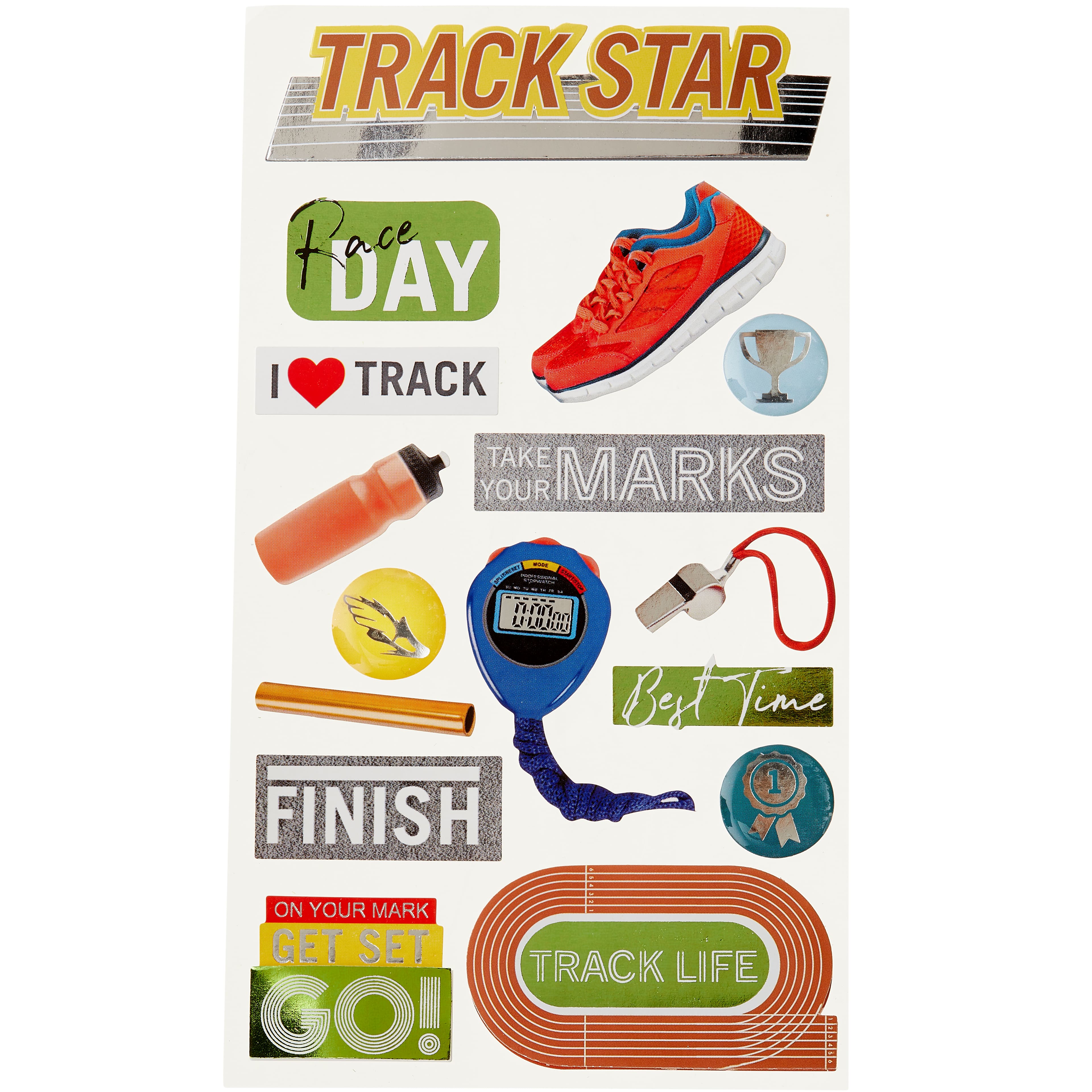 12 Pack: Track Star Dimensional Stickers by Recollections&#x2122;