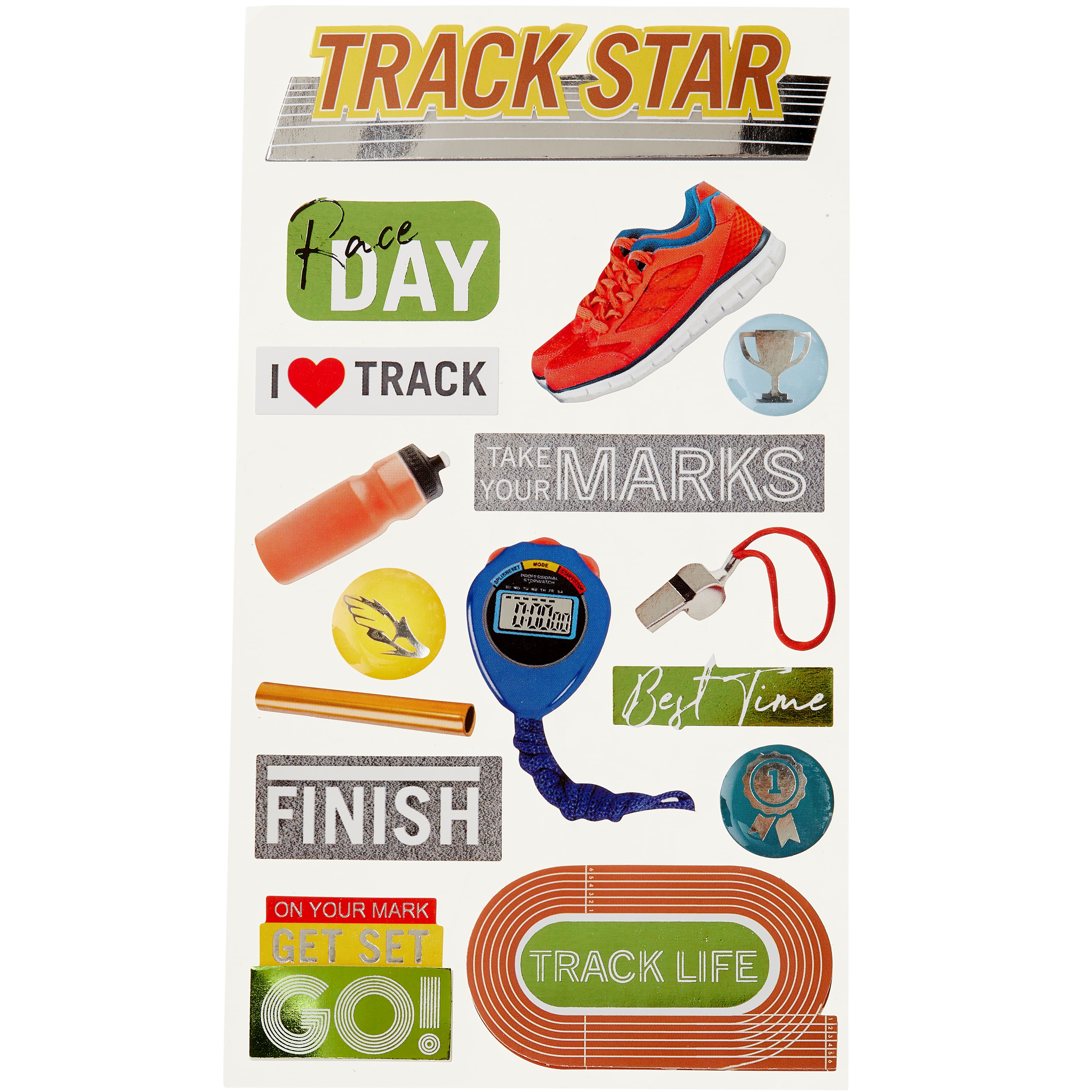 12 Pack: Track Star Dimensional Stickers by Recollections™