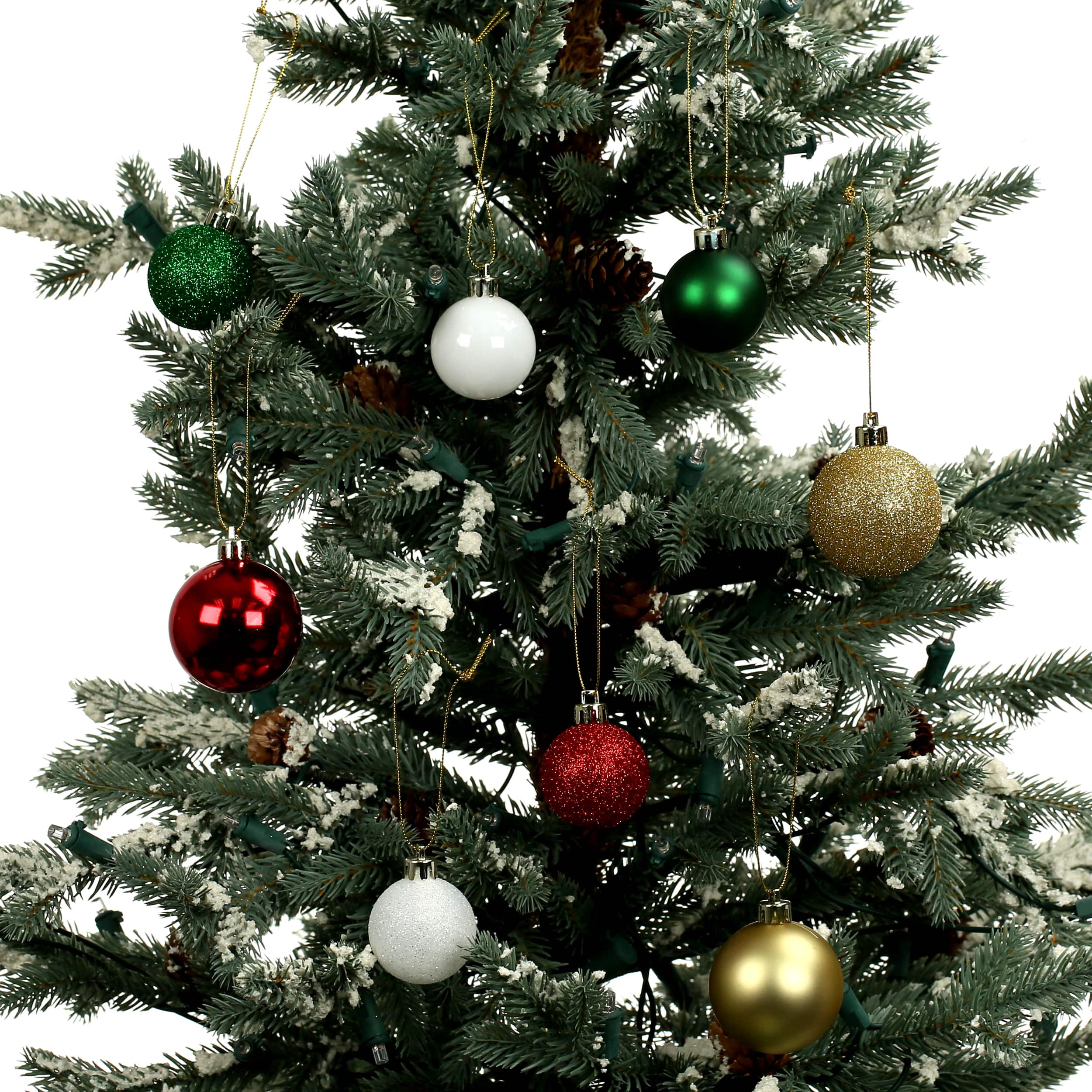 80 Pack Red, Green & Gold Glitter Shatterproof Ornaments by Ashland®