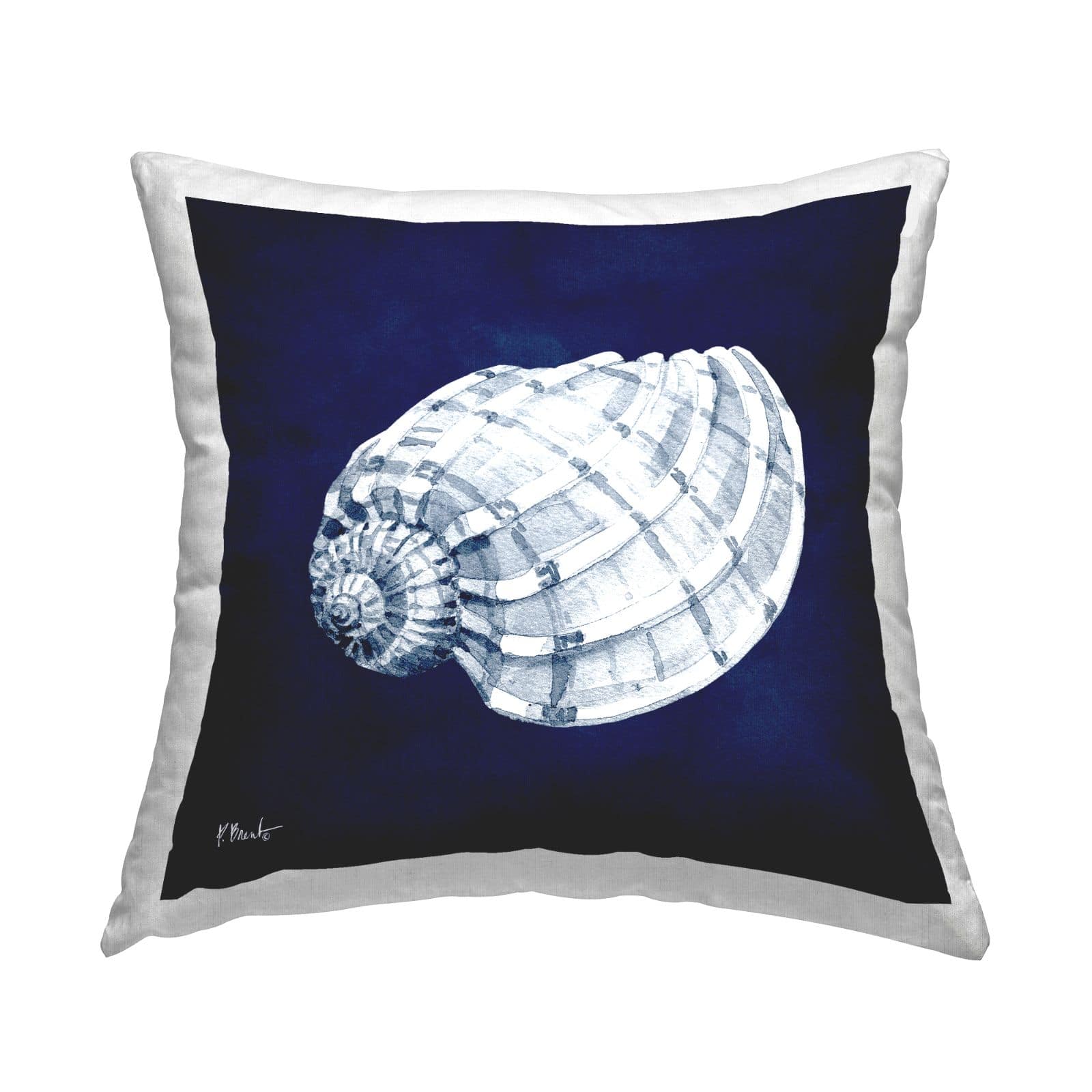 Stupell Industries Vivid Blue Coastal Seashell Spiral Throw Pillow, 18" x 18"