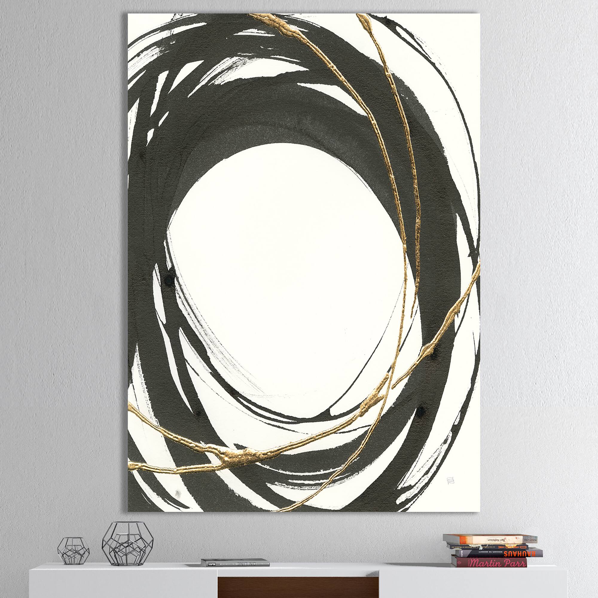 Designart - Gold Glamour Circle II - Posh & Luxe Premium Canvas Wall Art