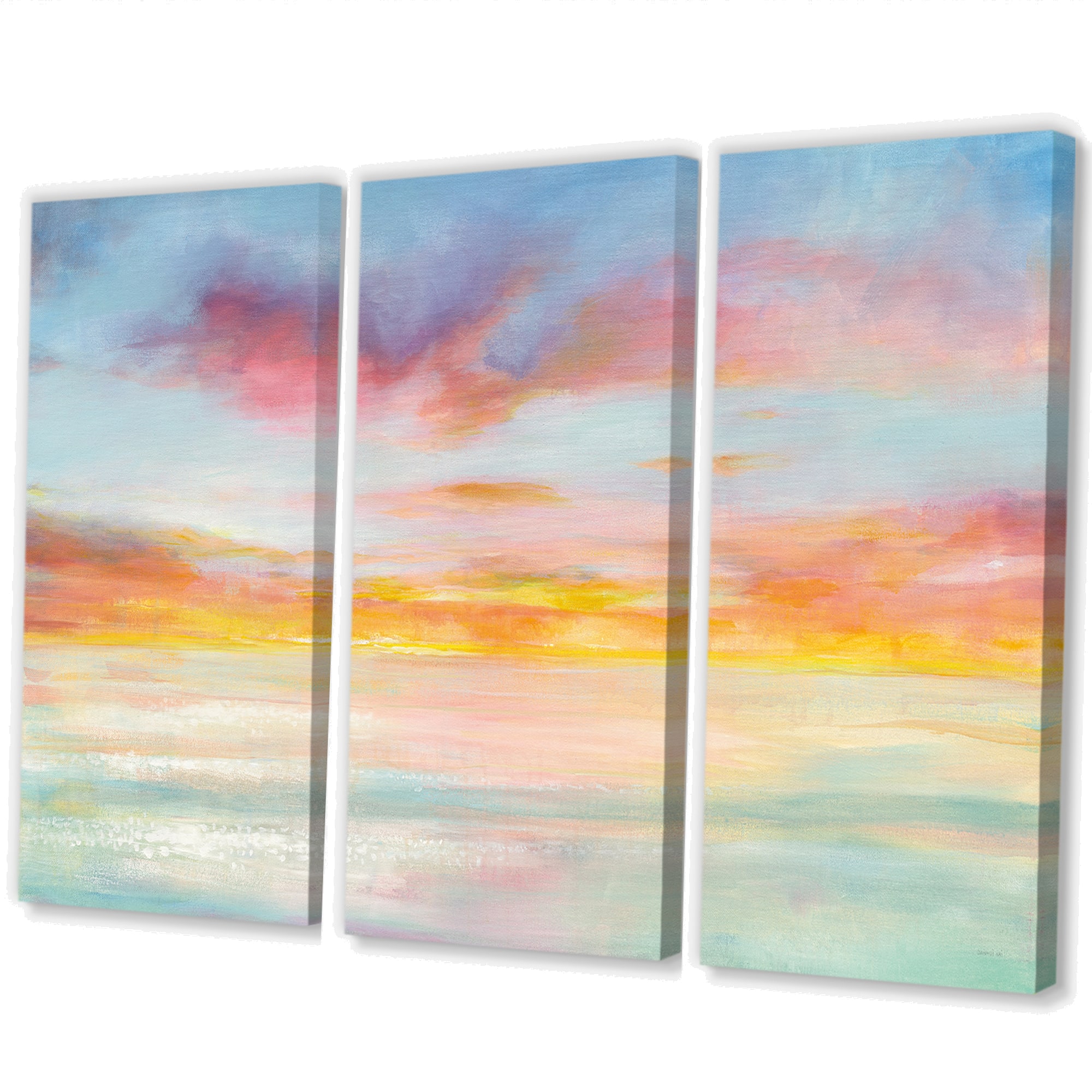 Designart - Pastel Pink And Blue Clouds - Traditional Premium Canvas Wall Art
