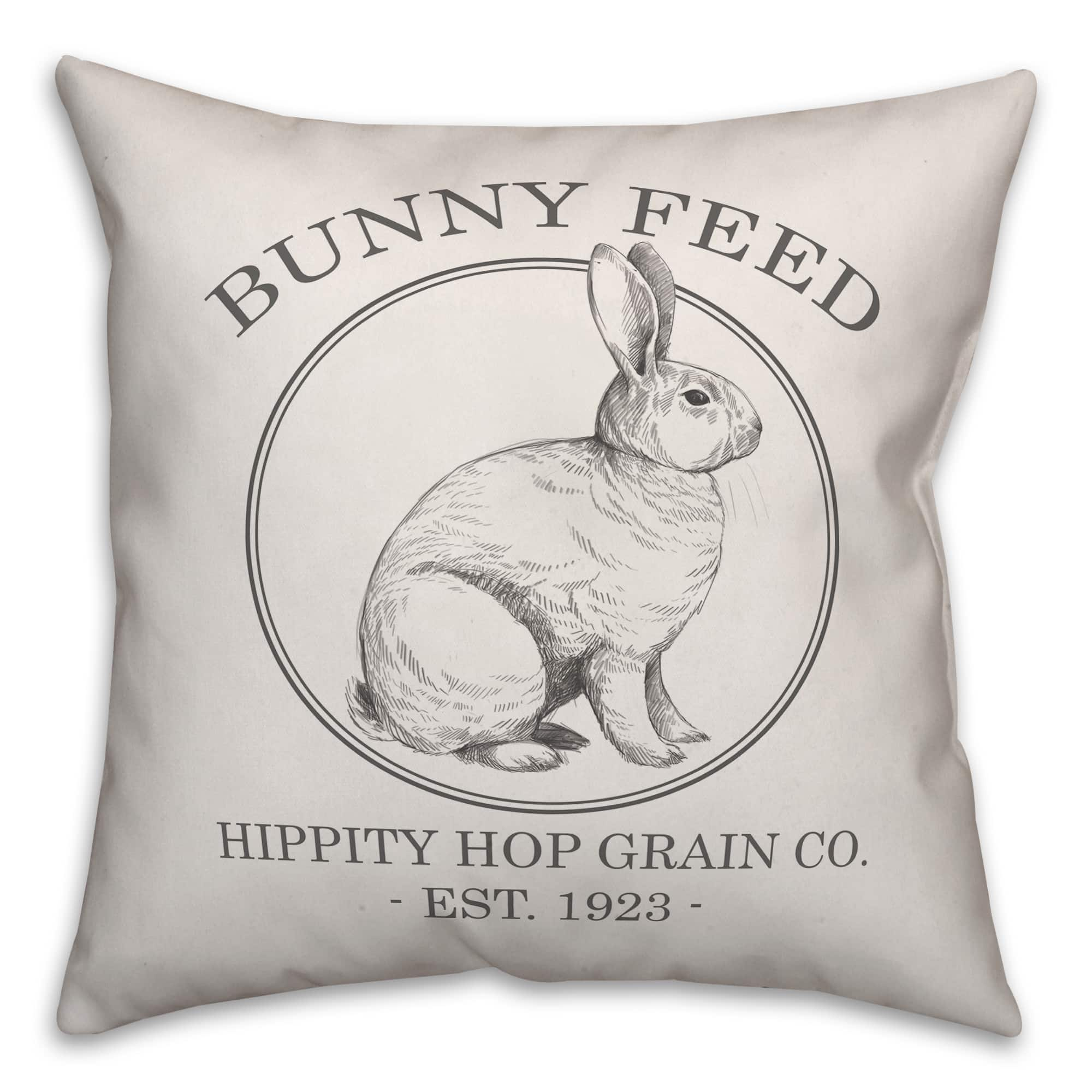 Bunny Feed Hippity Hop Grain Co. Throw Pillow