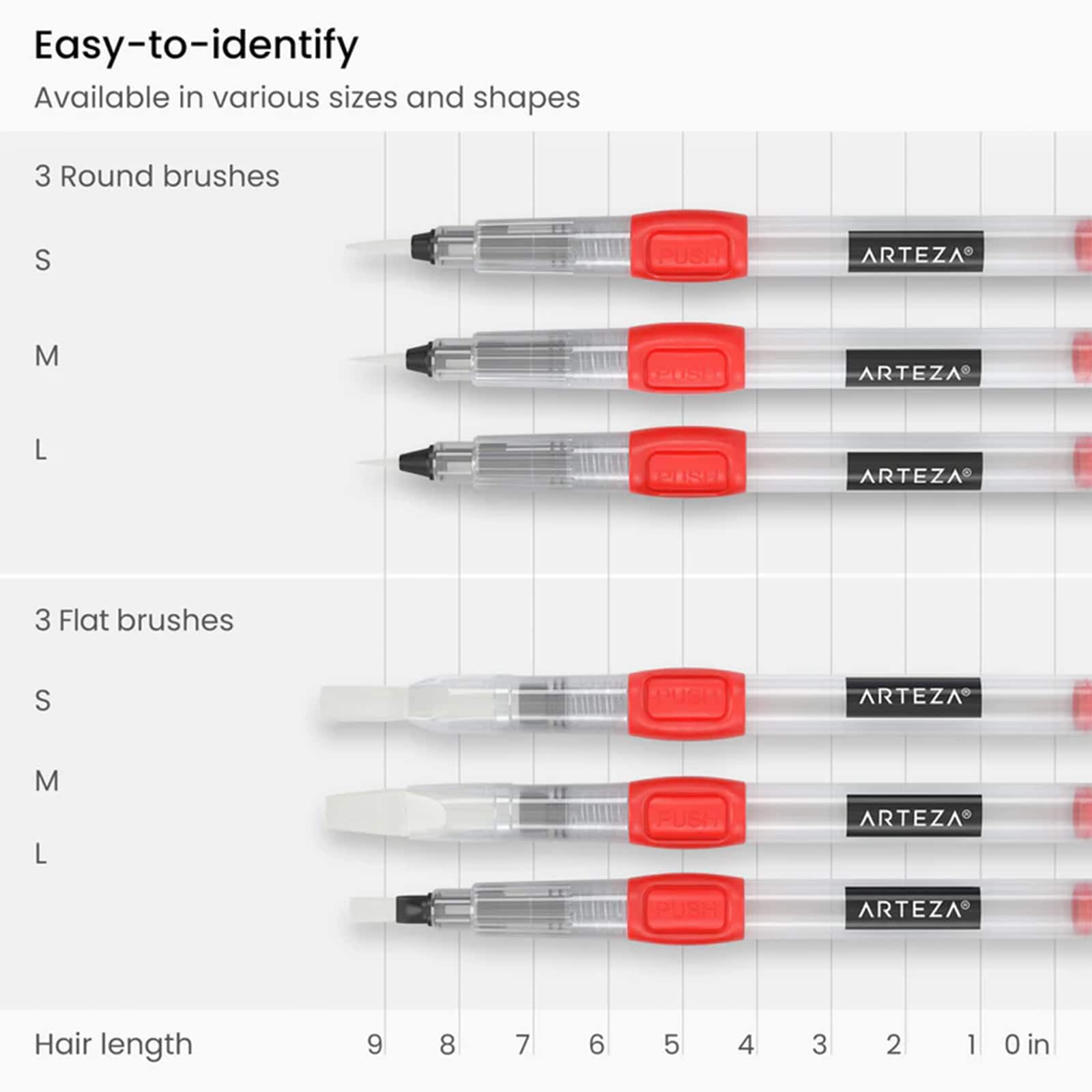 Arteza&#xAE; Red Assorted Tips Water Brush Pen Set