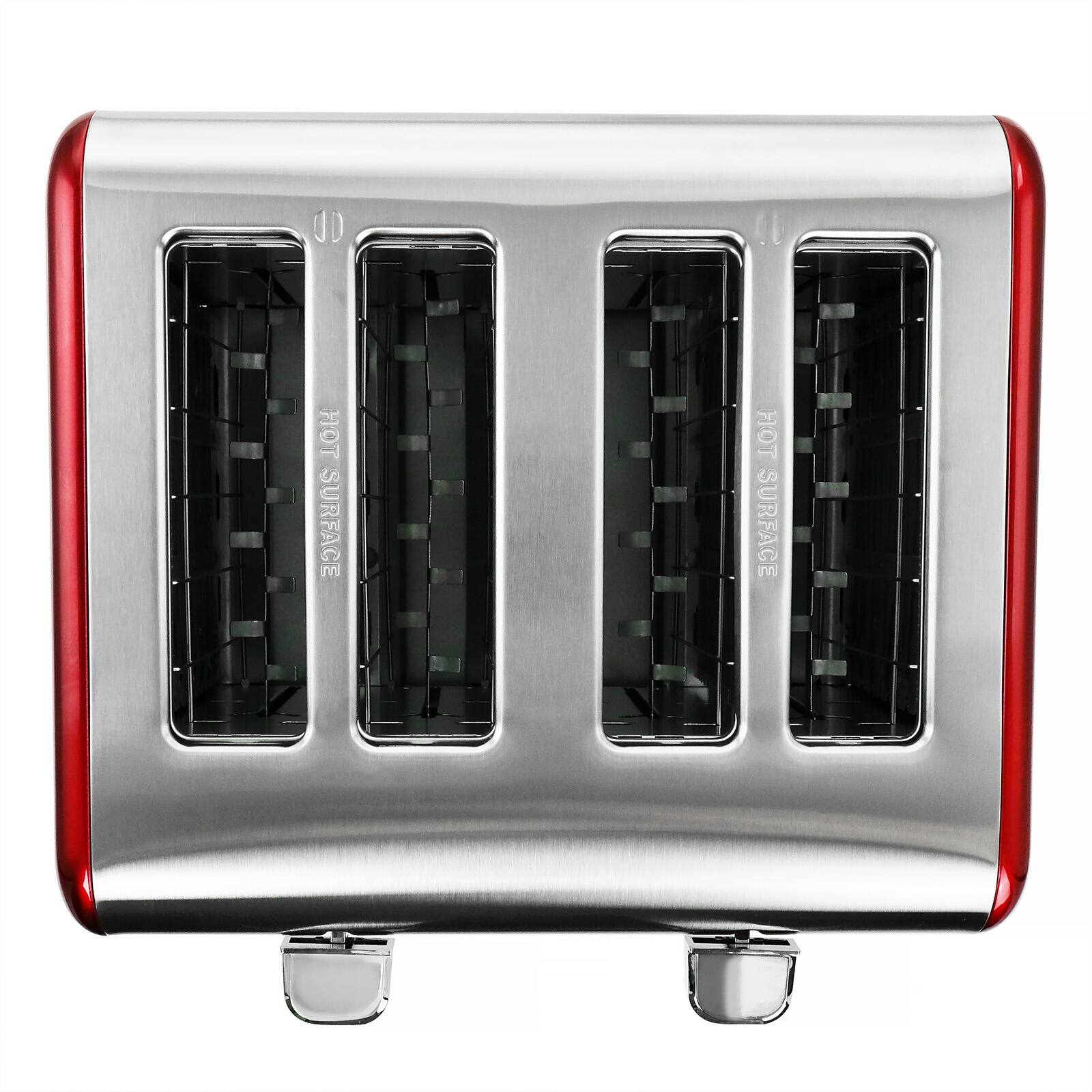 MegaChef Red 4 Slice Toaster in Stainless Steel