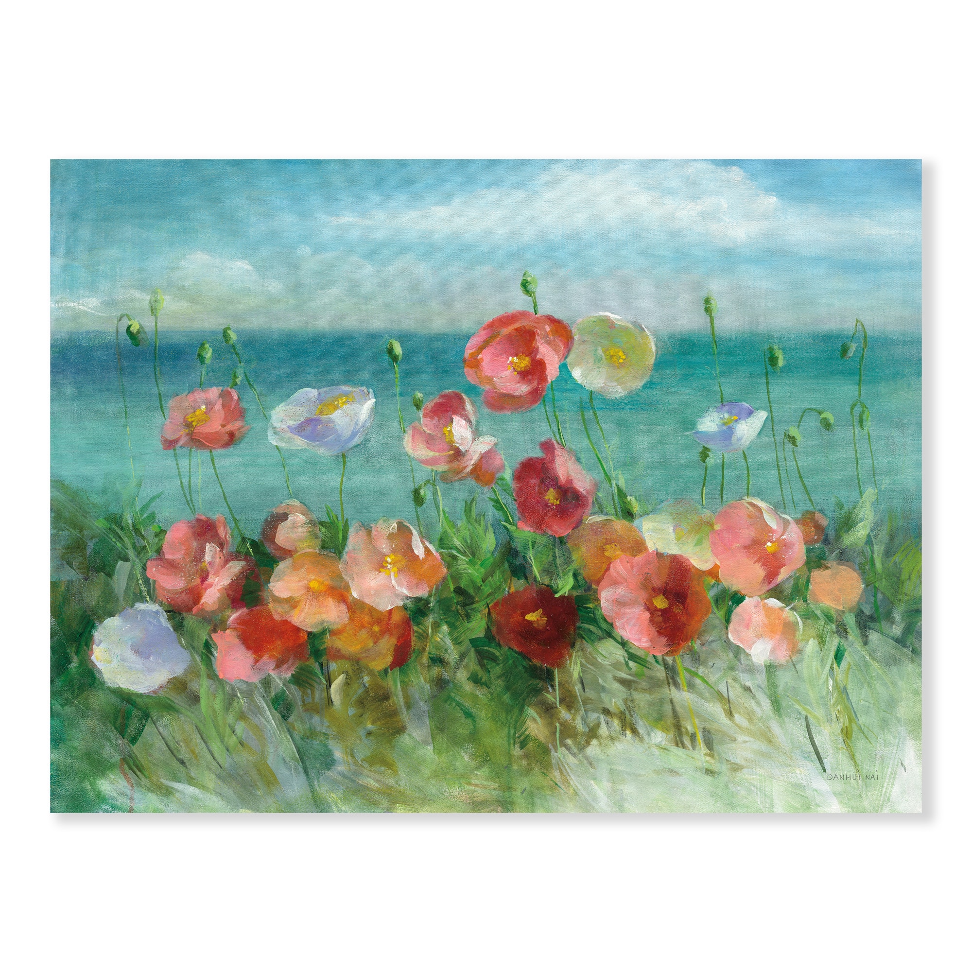  Designart - RW Coastal Poppies - Cottage Canvas Wall Art