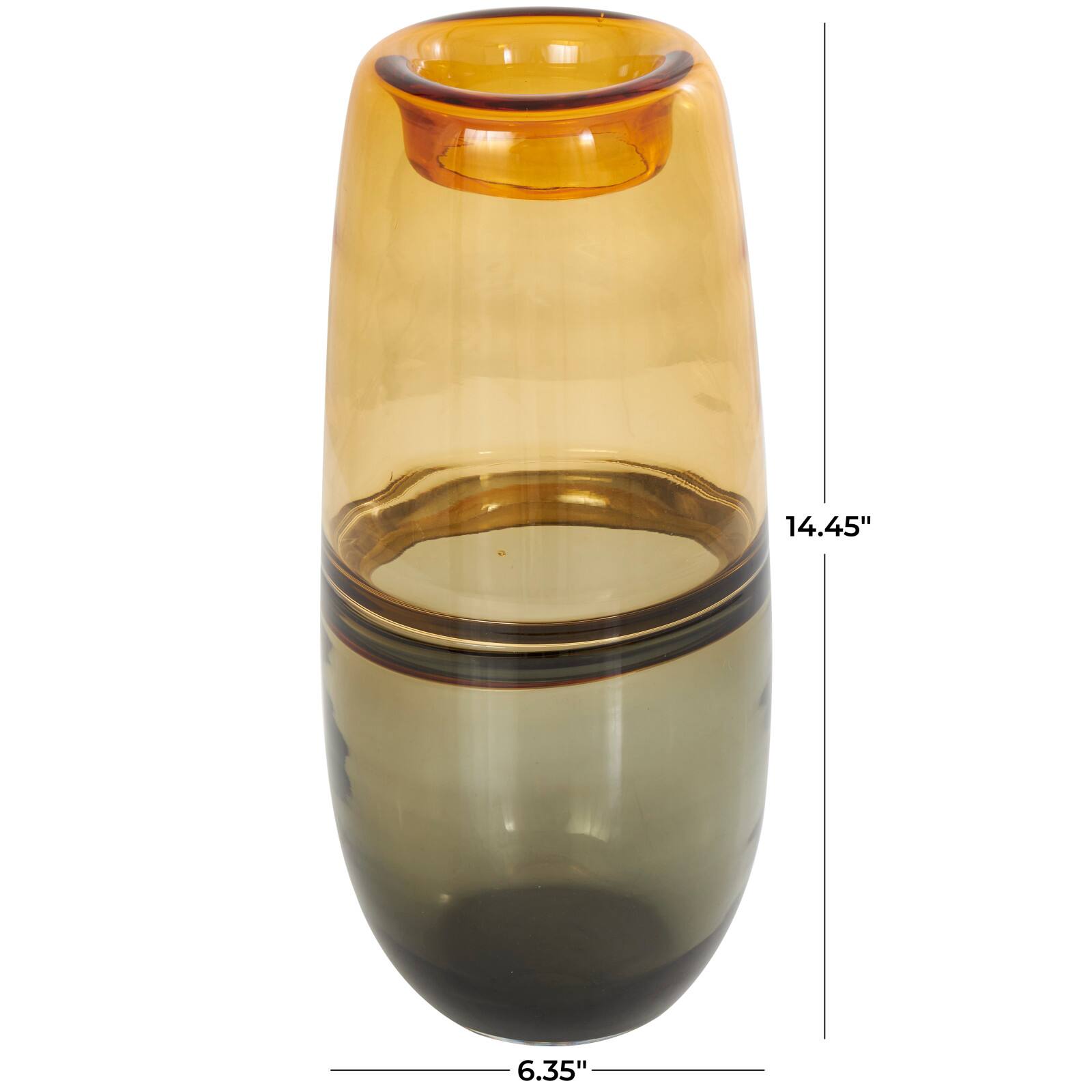 14" Orange Ombre Glass Vase