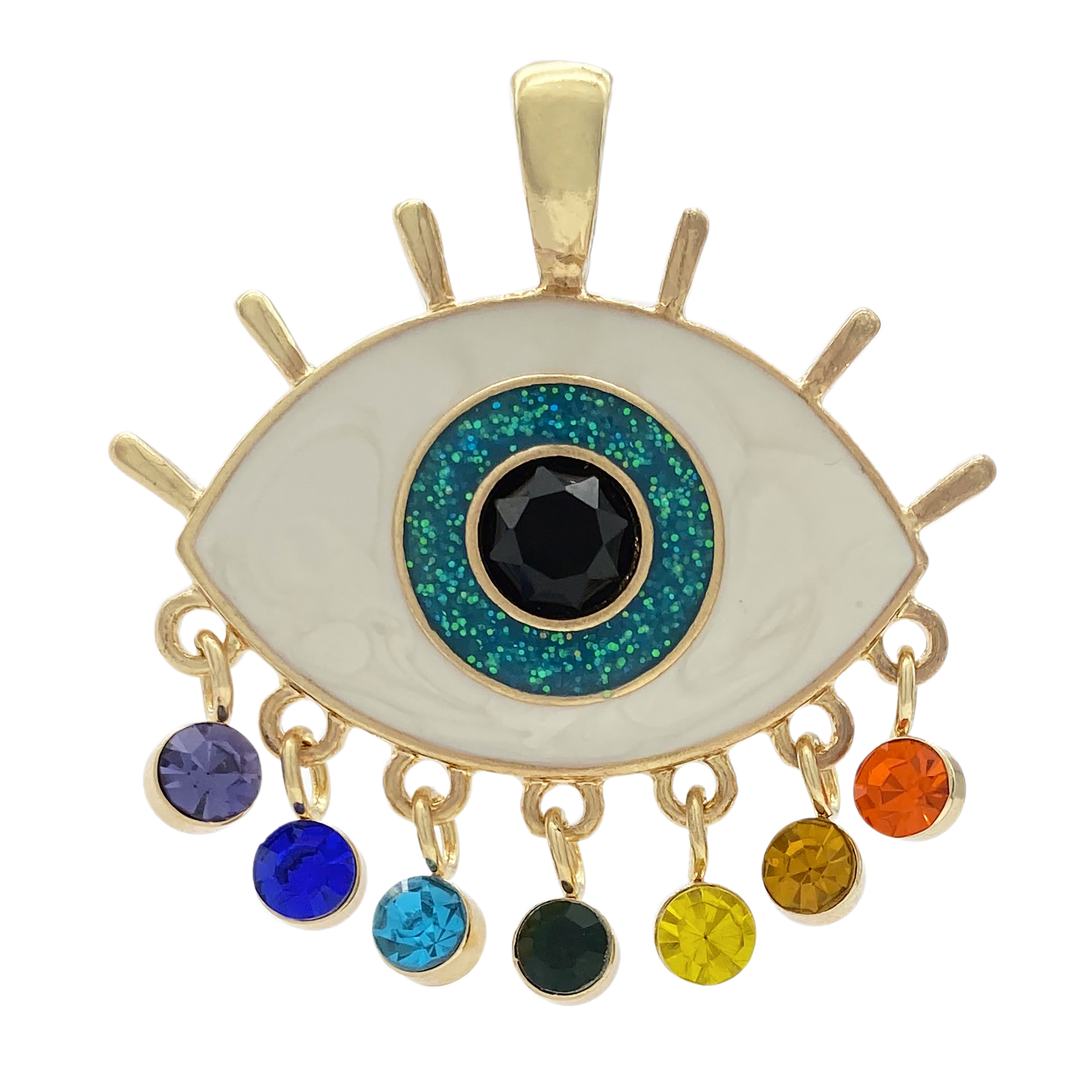 12 Pack: Rainbow Evil Eye Pendant by Bead Landing™