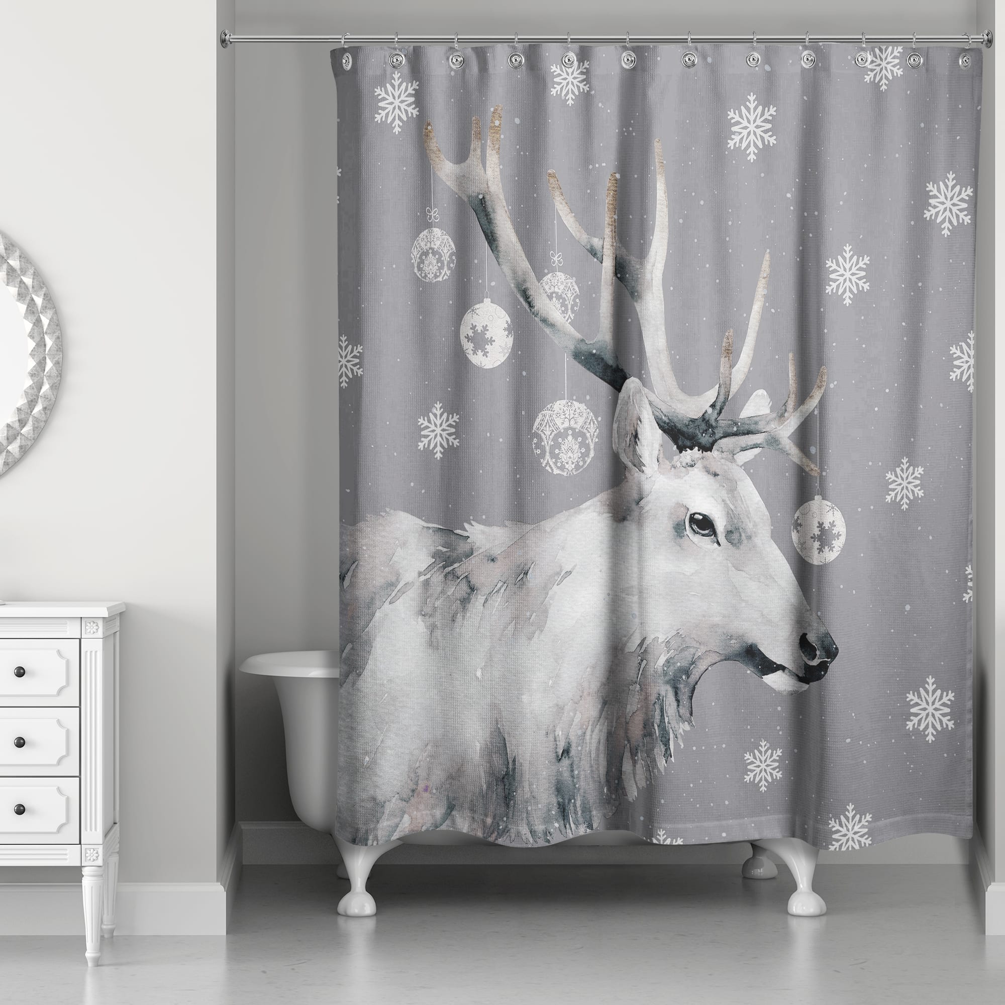 Christmas Reindeer 71&#x22; x 74&#x22; Shower Curtain