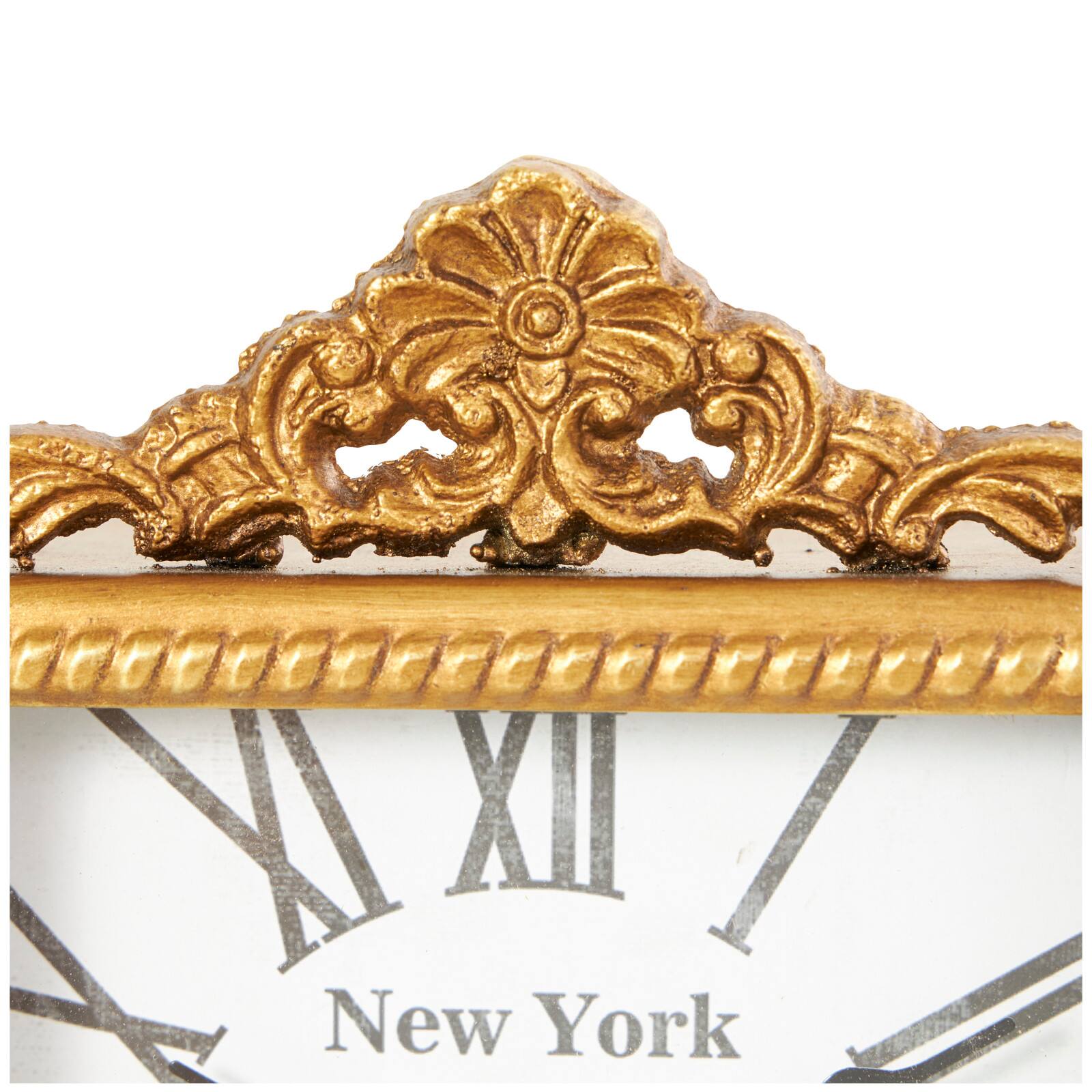 8" Gold Metal Scroll Antique Style Clock