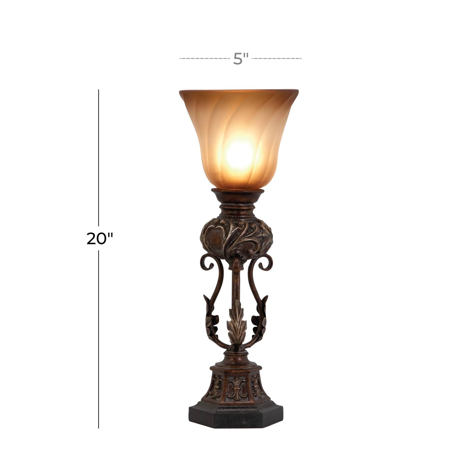 Brown Metal Mediterranean Uplight Table Lamp, 20&#x22; x 7&#x22; x 7&#x22;