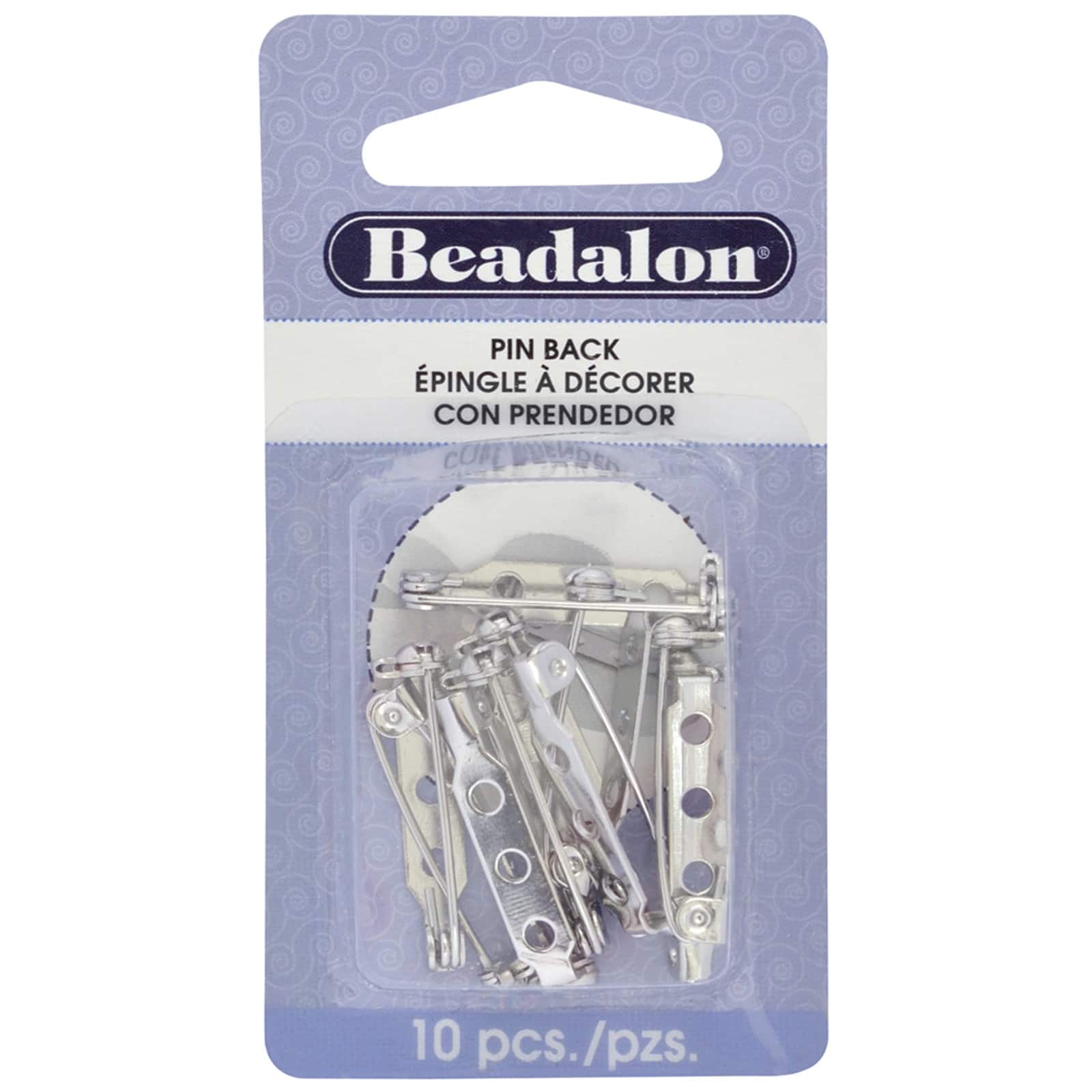 12 Packs: 10 ct. (120 total) Beadalon&#xAE; Rhodium-Plated Pin Backs