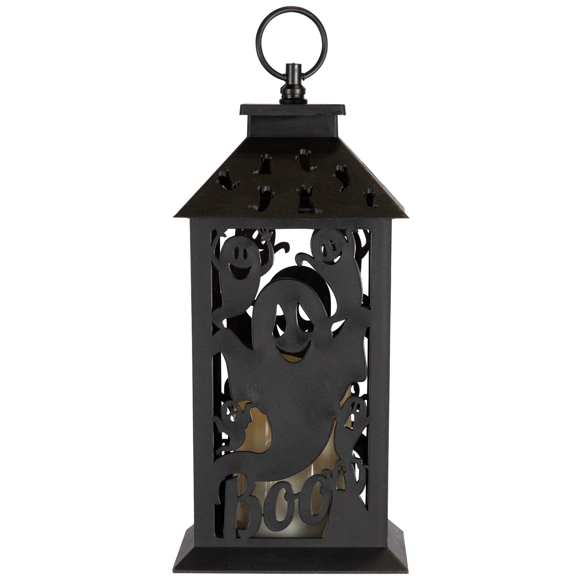 11" Black Ghosts Halloween LED Candle Lantern