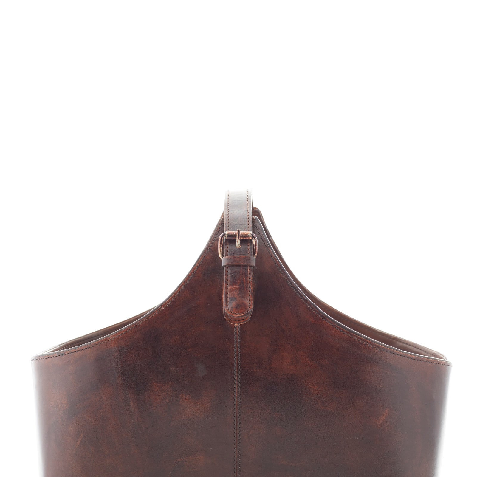 16" Brown Leather Rustic Magazine Rack Holder