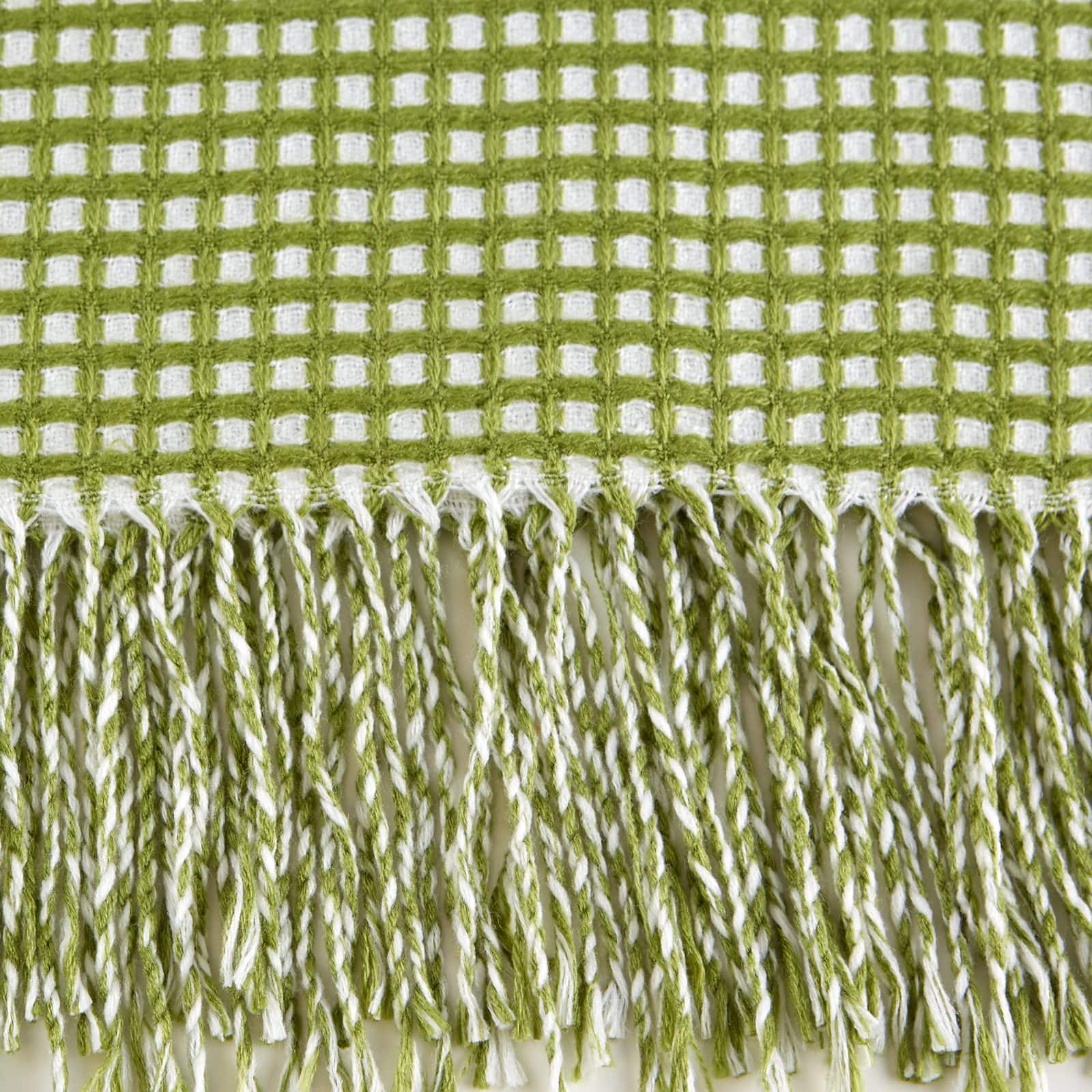 DII&#xAE; Antique Green &#x26; White Waffle Knit Throw