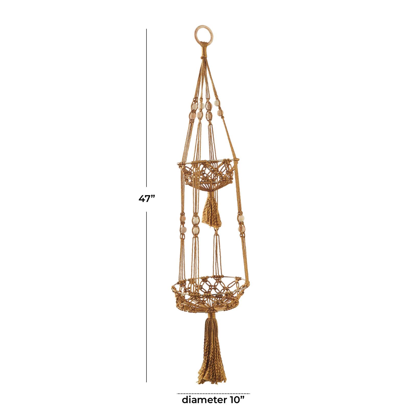 47&#x22; Brown Fabric Handmade Hanging Macrame Wall Planter