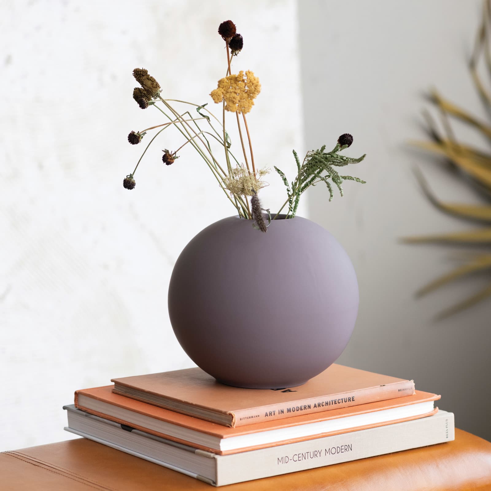 8.5&#x22; Matte Plum Latex Glaze Stoneware Vase