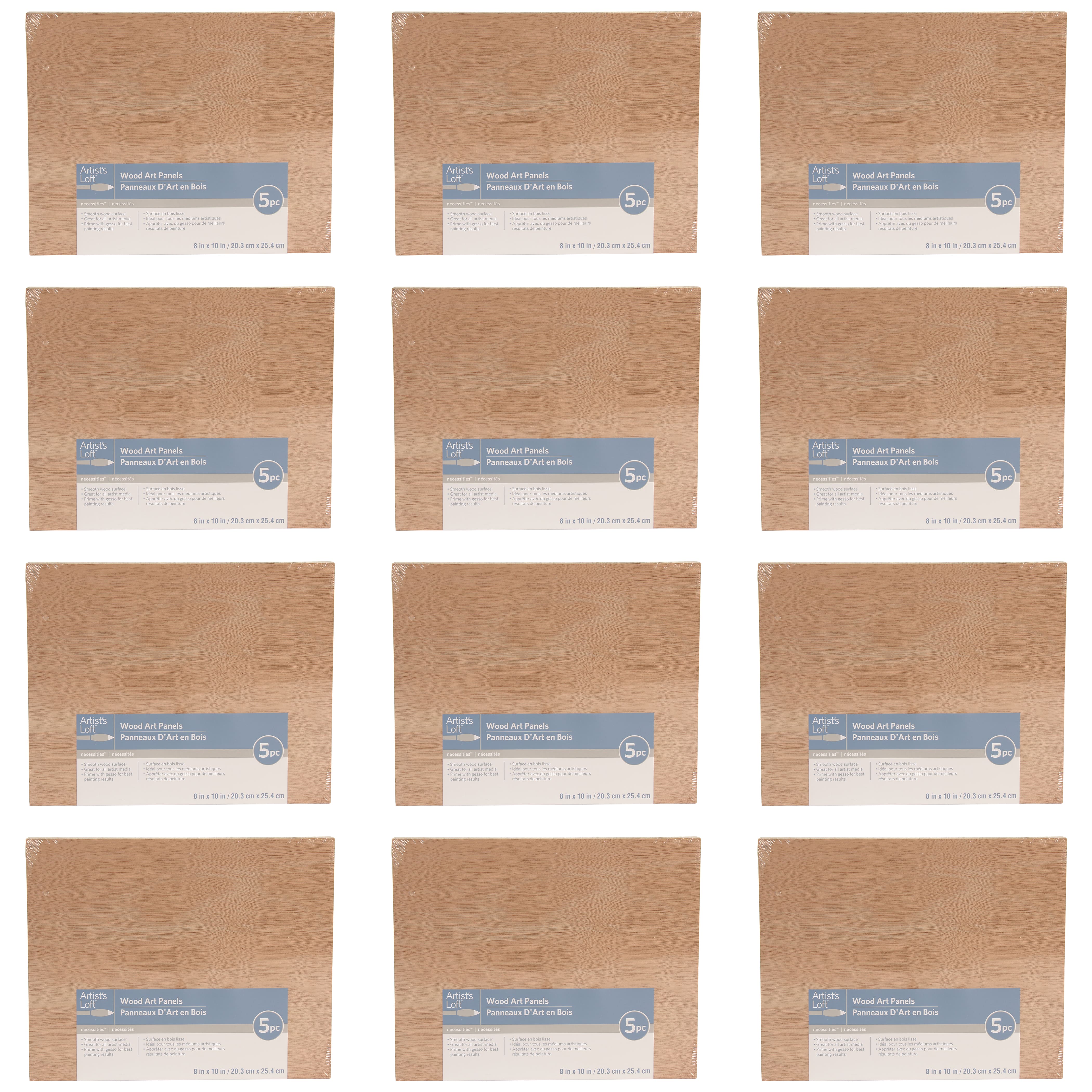 12 Packs: 5 ct. (60 total) 8" x 10" Unfinished Wood Art Panel by Artist's Loft™ Necessities™