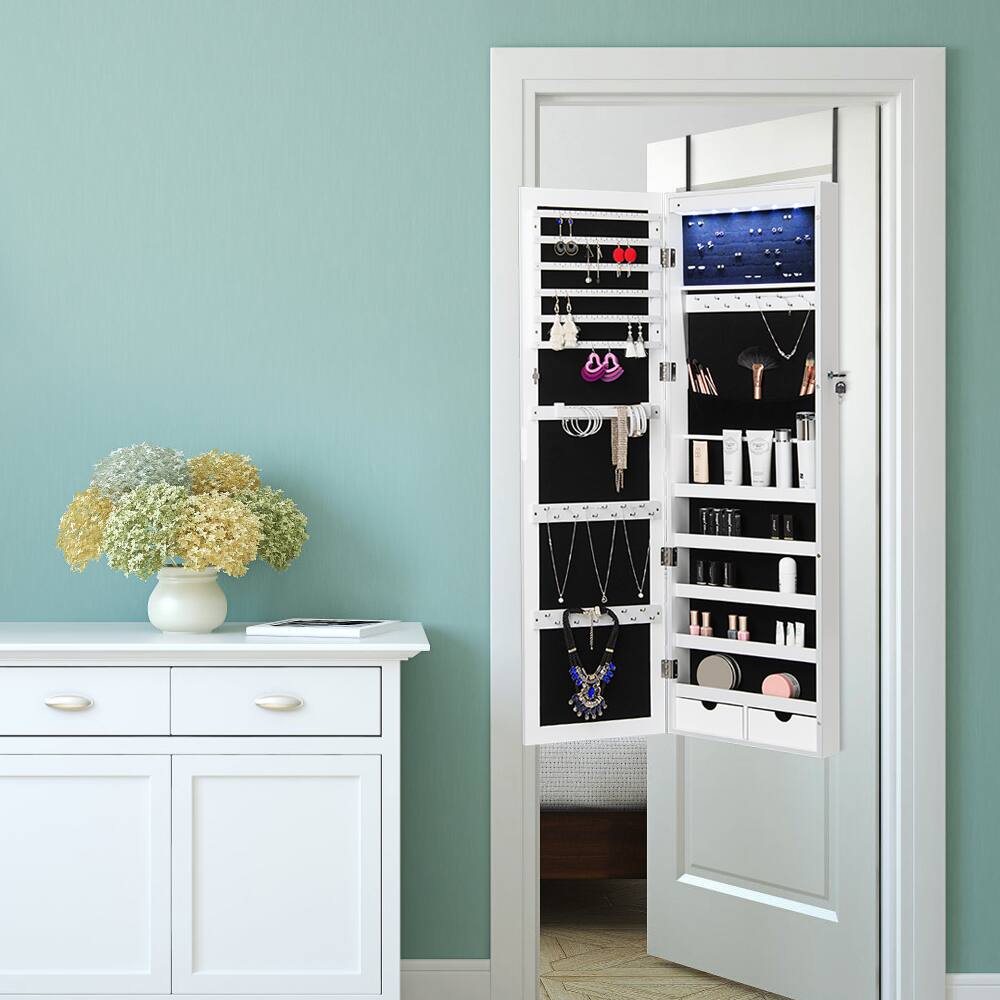 Classic White Full Door Jewelry Armoire