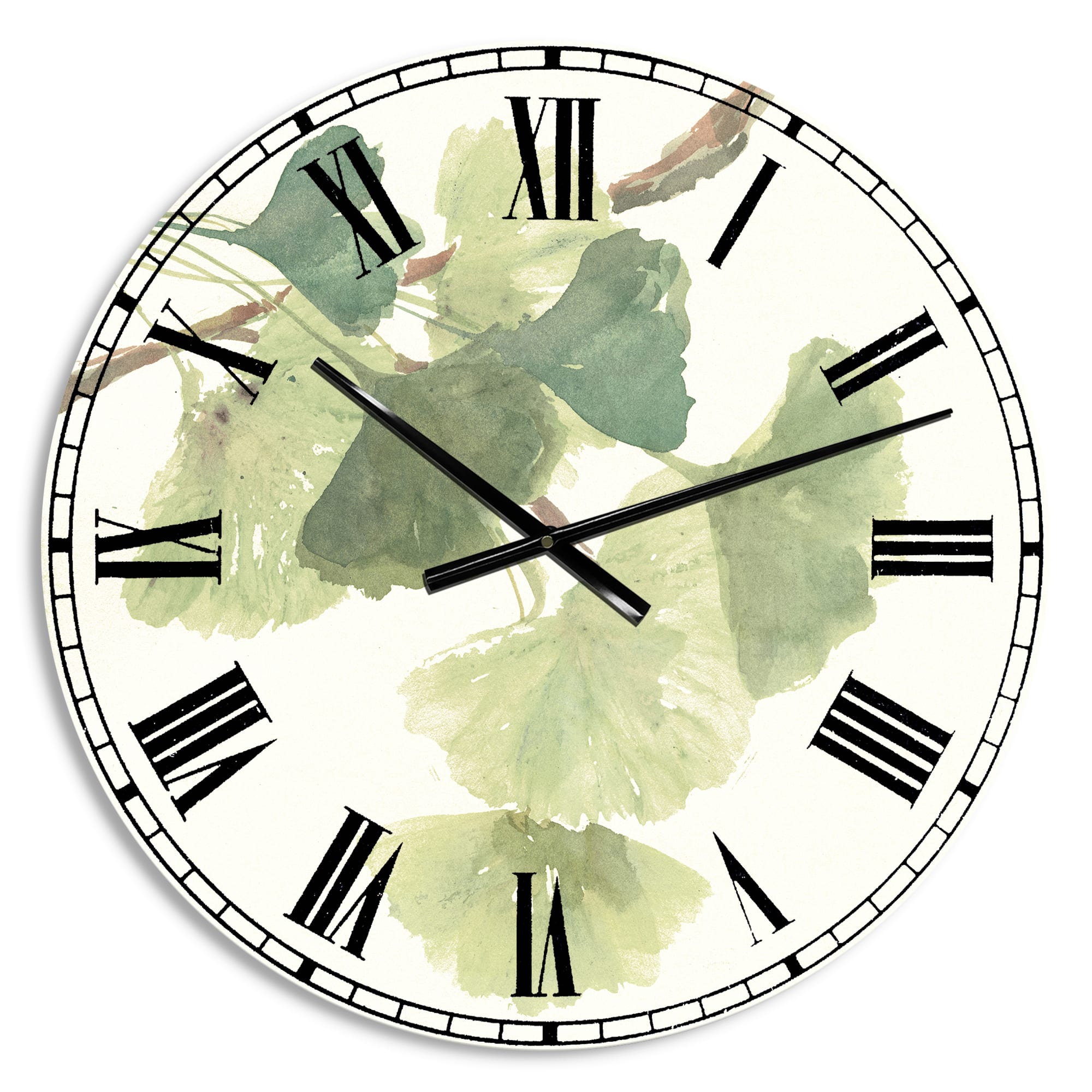 Designart &#x27;Watercolor Gingko Leaves I Cabin Wall Clock