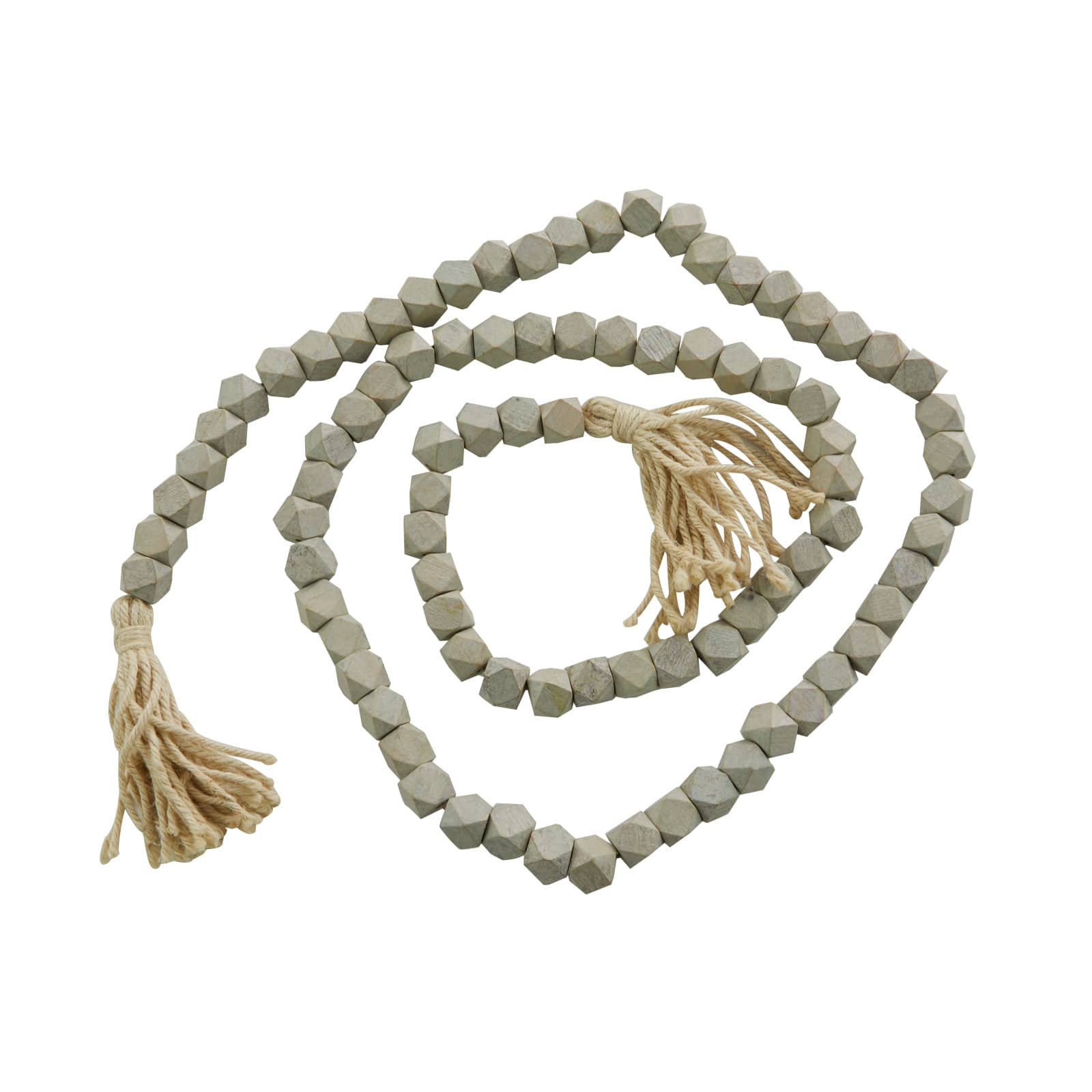 80" Bohemian Mango Wood Beads with Tassels Garland
