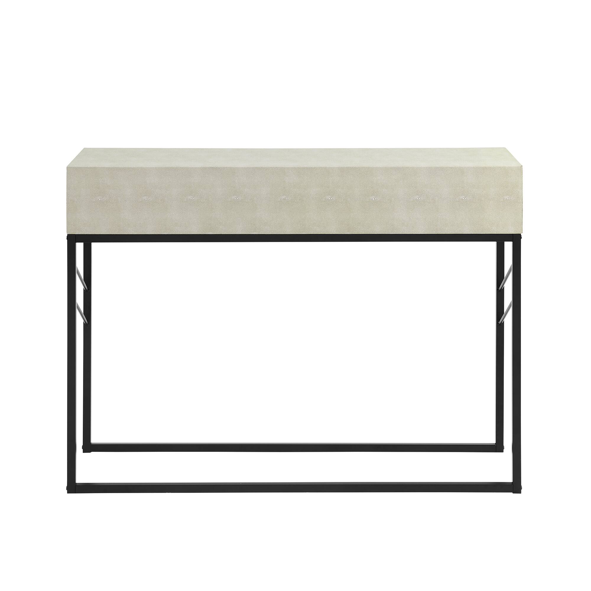 Walker Edison Off White 2-Drawer Faux Shagreen Entry Table