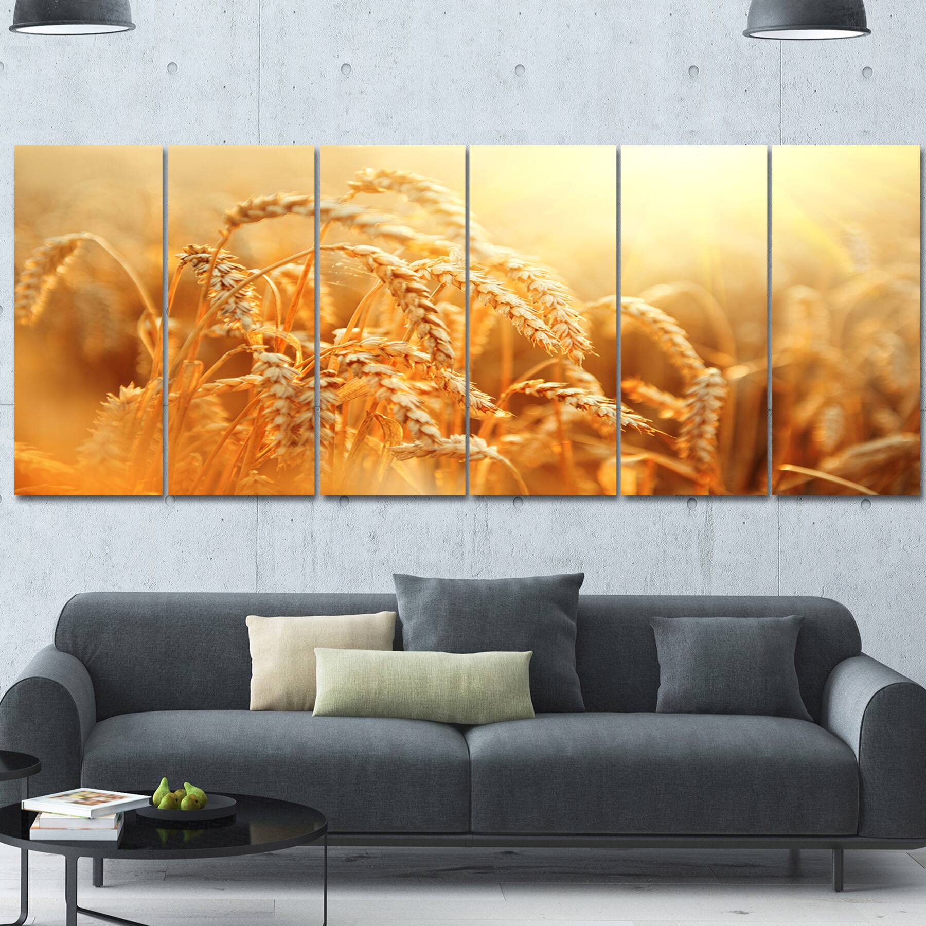 Designart - Ears of Golden Wheat Close up - Large Landscape Canvas Art