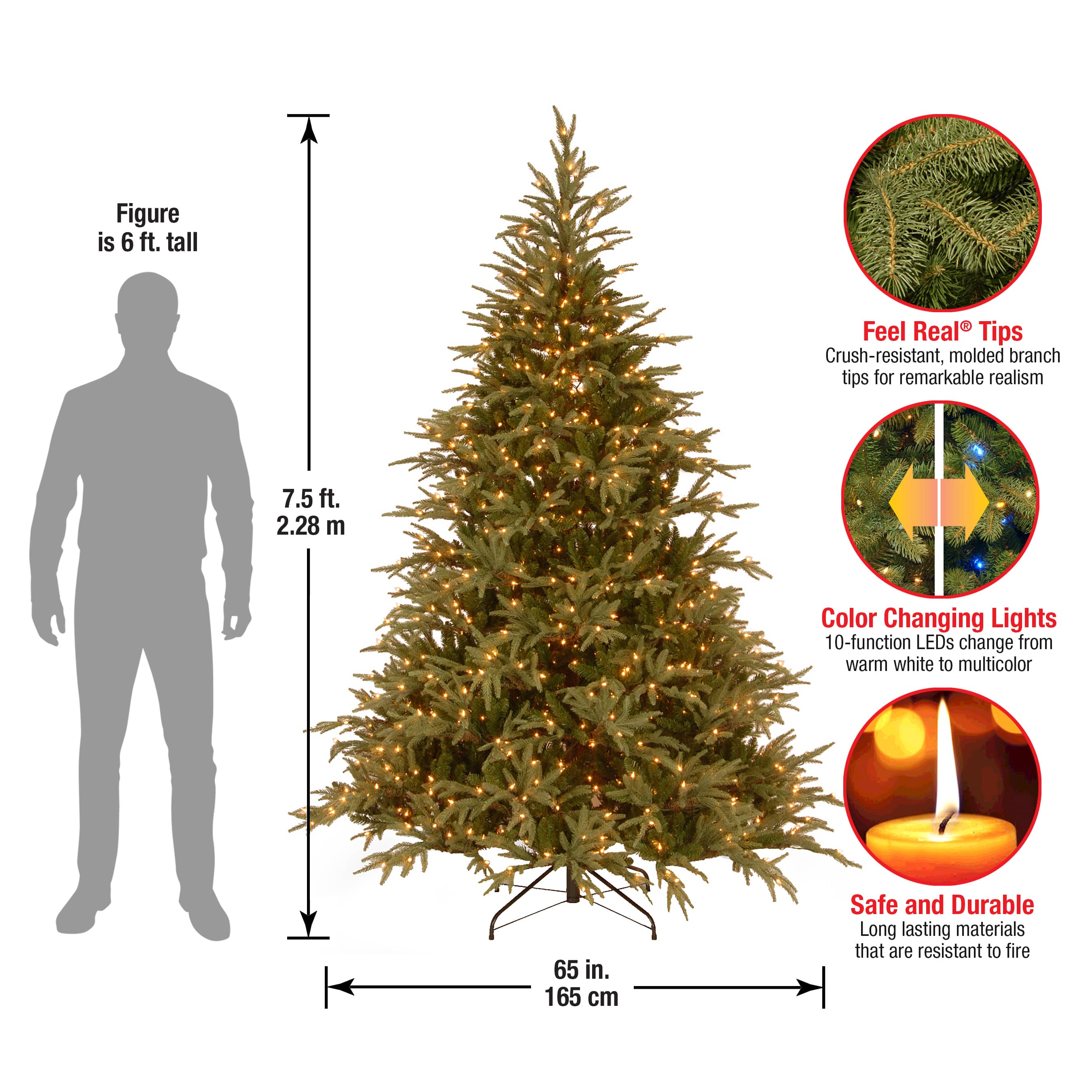 7.5ft. Pre-Lit Frasier Grande Artificial Christmas Tree, Dual Color&#xAE; LED Lights