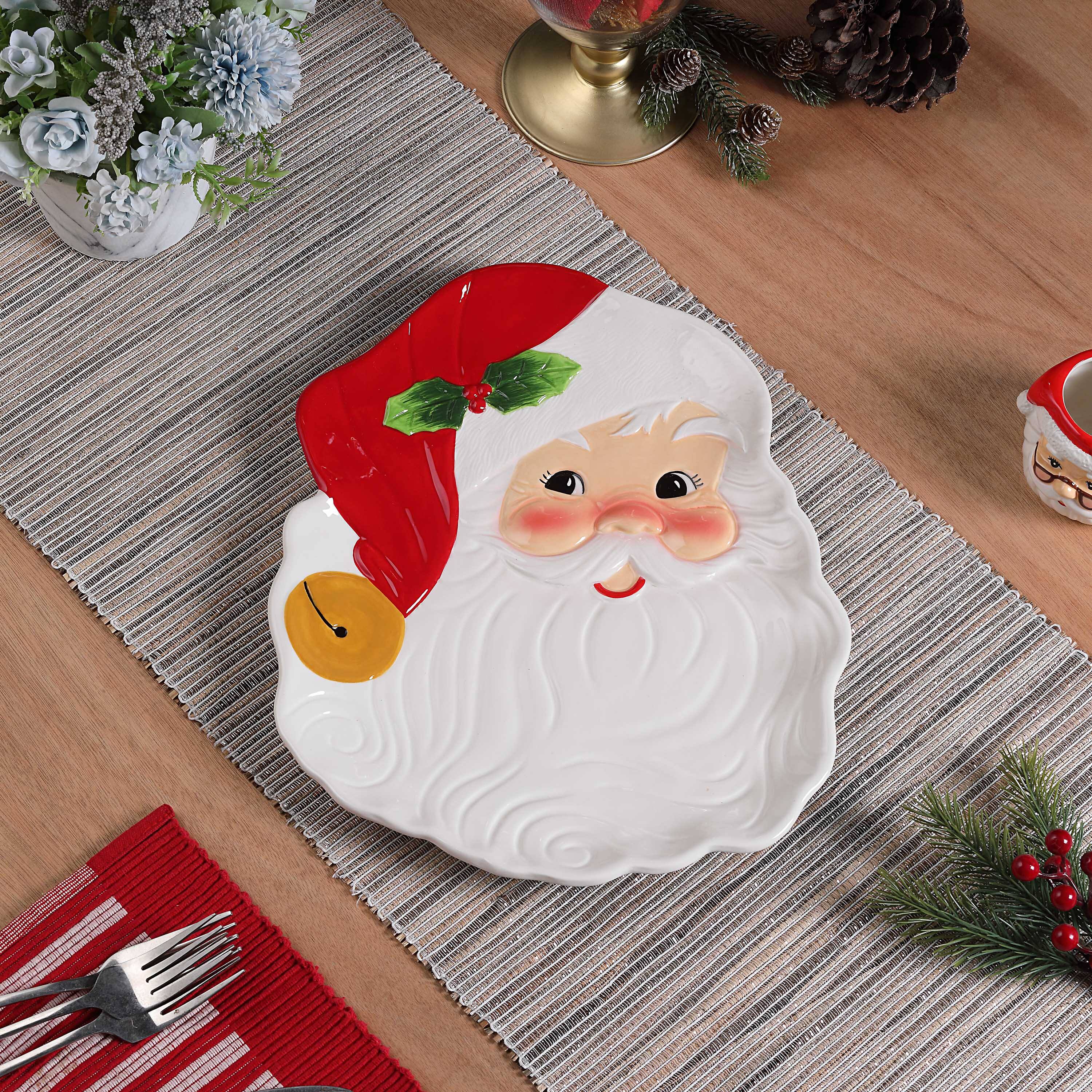 Mr. Christmas 14&#x22; Ceramic Santa Serving Platter
