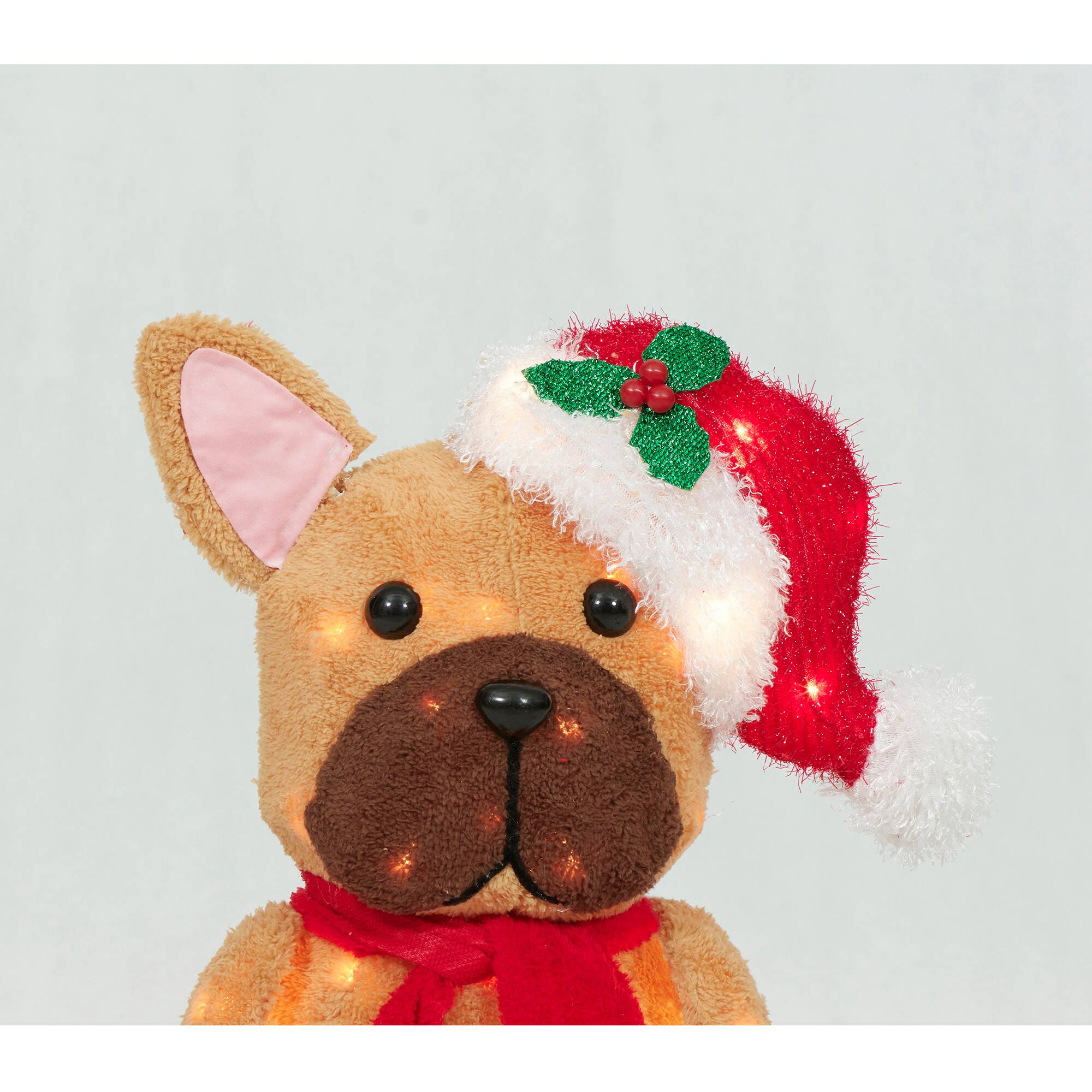 22&#x22; Plush Sitting Bulldog Sculpture with Hat