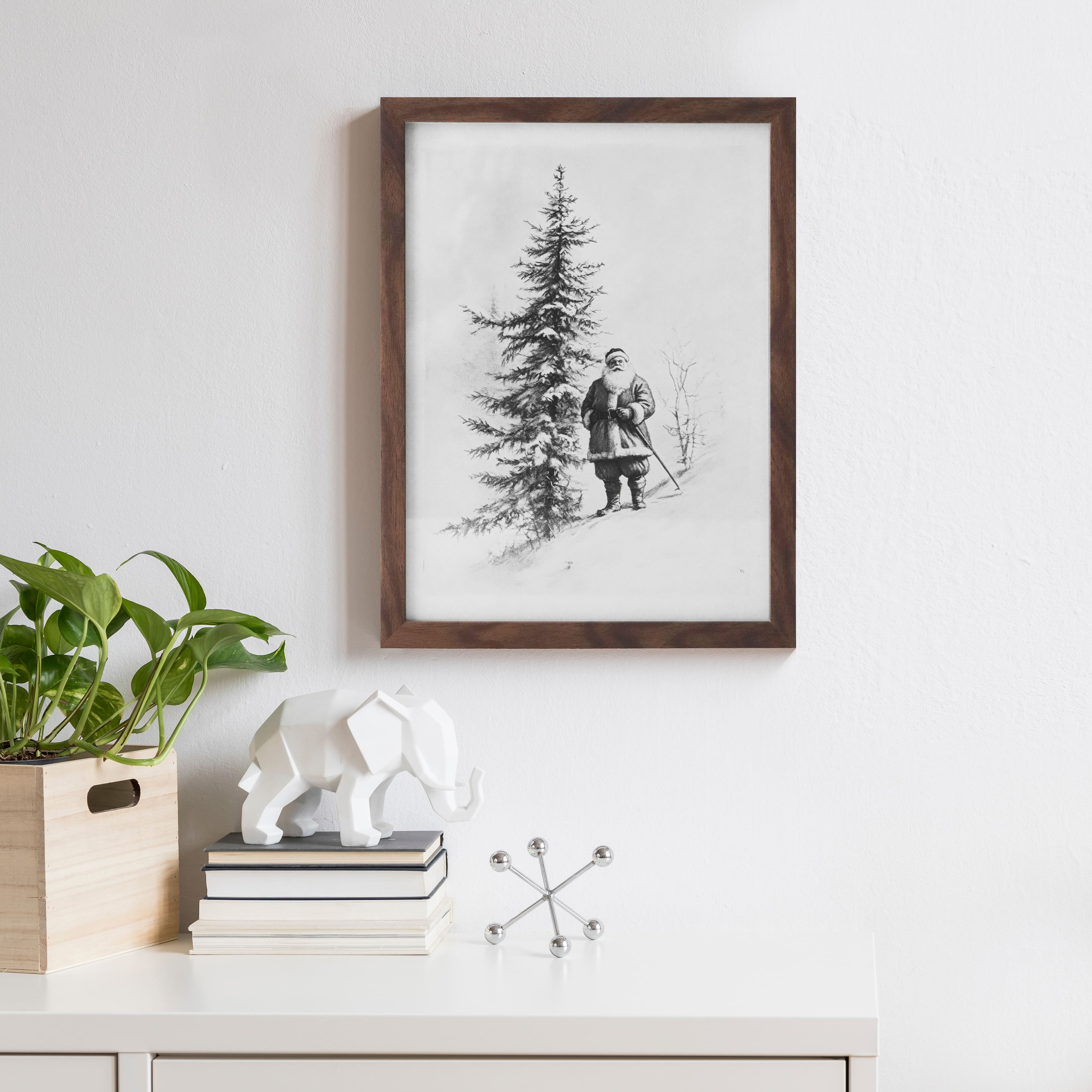 12&#x22; x 16&#x22; Black &#x26; White Santa Sketch with Tree Wall D&#xE9;cor by Ashland&#xAE;
