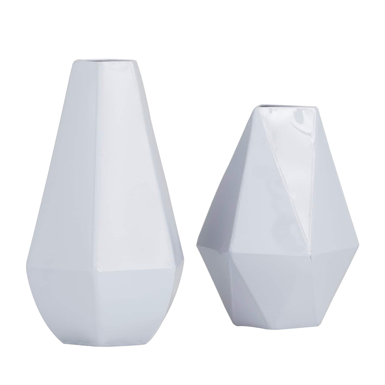 CosmoLiving by Cosmopolitan White Iron Contemporary Vase, 12&#x22; x 10&#x22;