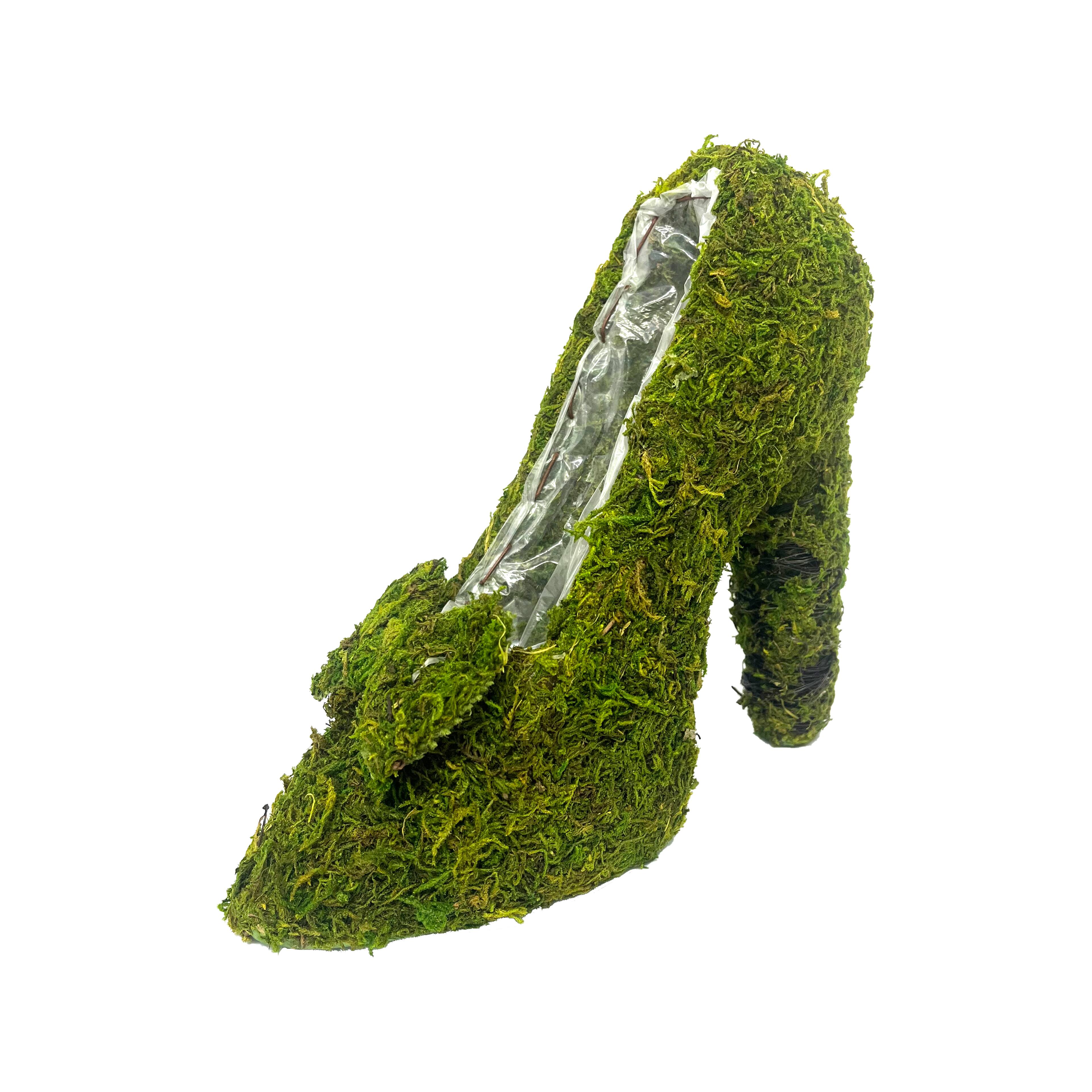 8.5" Green Decorative Moss High Heel Shoe Planter by Ashland®