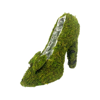 8.5" Green Decorative Moss High Heel Shoe Planter by Ashland® image