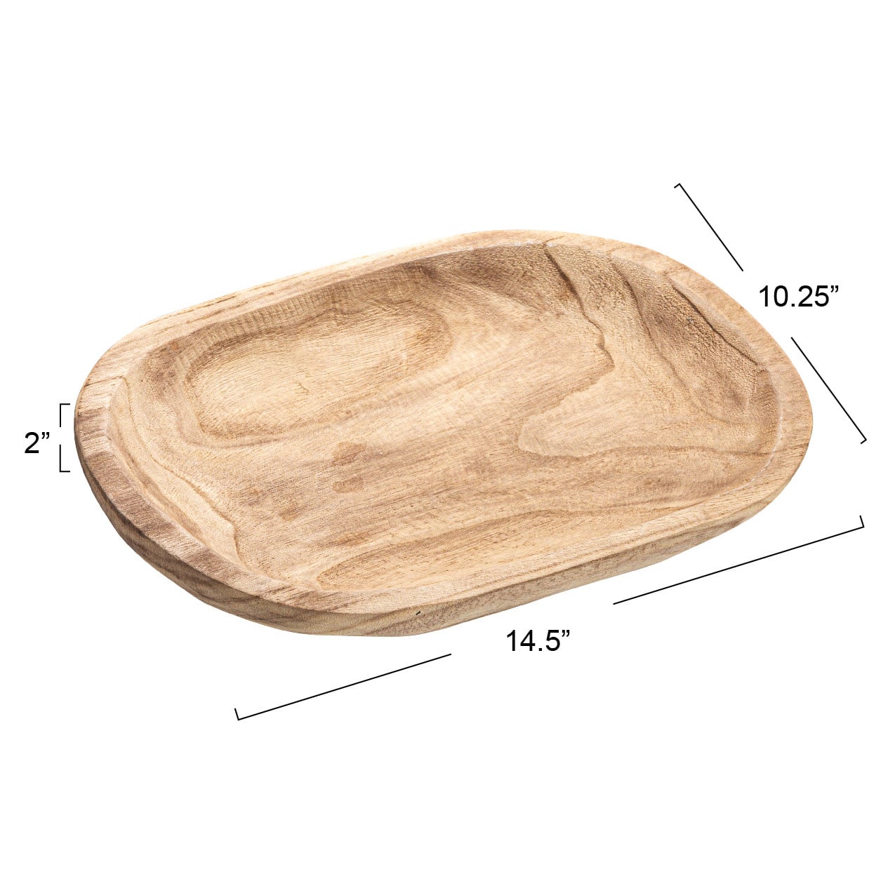 Hello Honey® 14.5" Hand-Carved Paulownia Wood Bowl