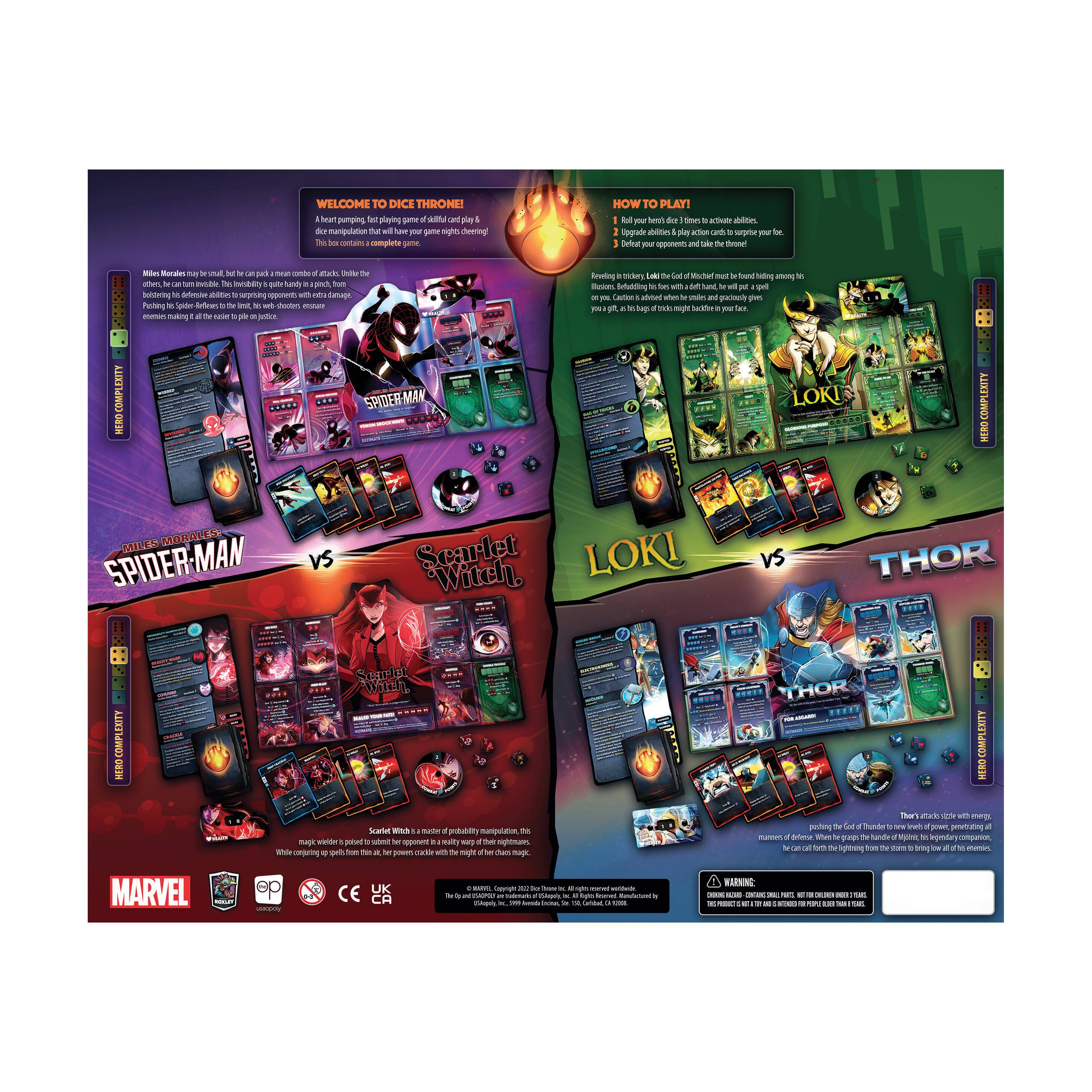 Marvel Dice Throne 4-Hero Box: Scarlet Witch, Thor, Loki, Spider-Man