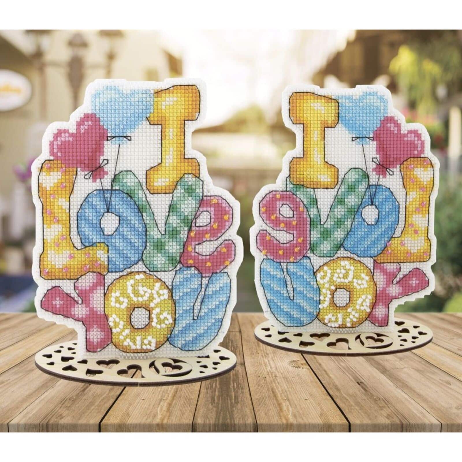 Crystal Art Plastic Canvas Counted Cross Stitch Kit Valentine's Day I Love You