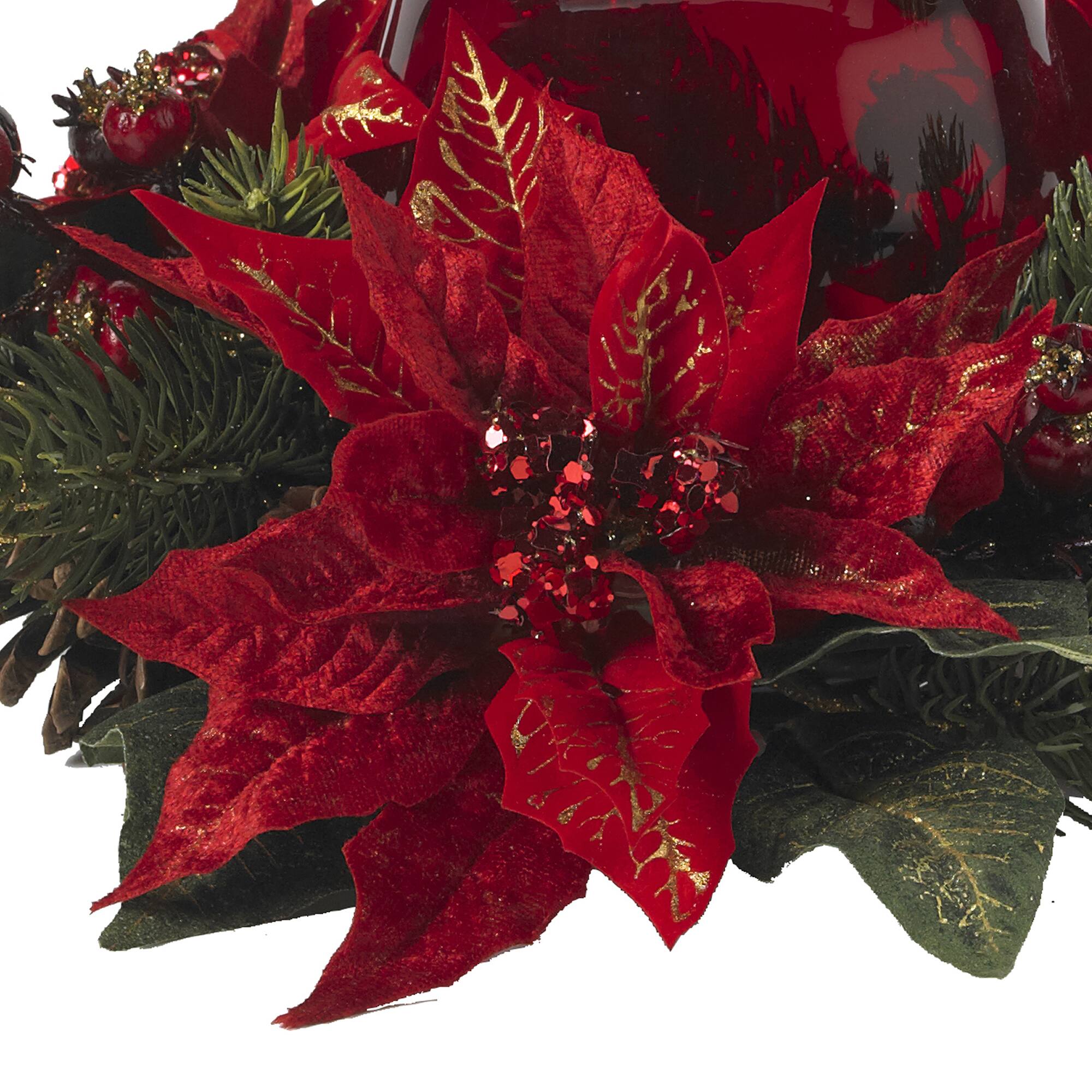 13" Poinsettia & Berry Candelabrum Artificial Arrangement Michaels
