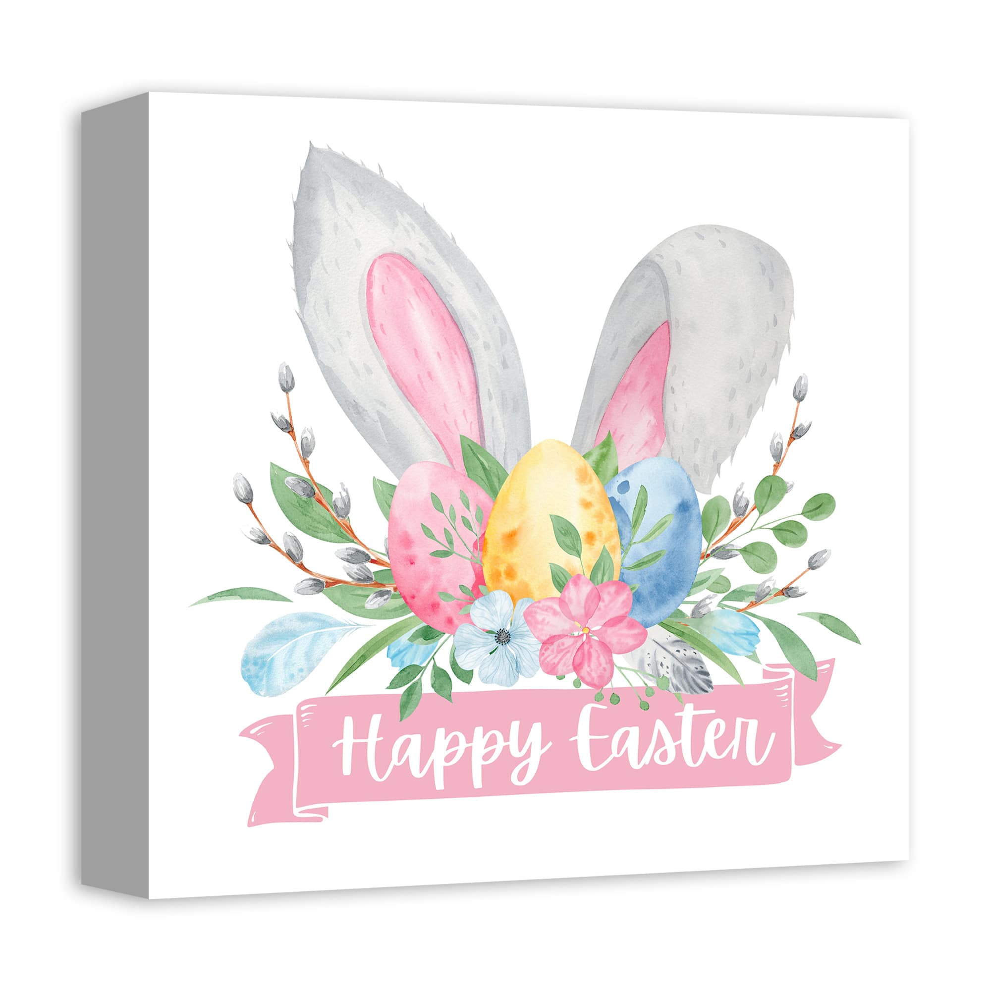 Happy Easter Banner 12&#x22; x 12&#x22; Canvas Wall Art