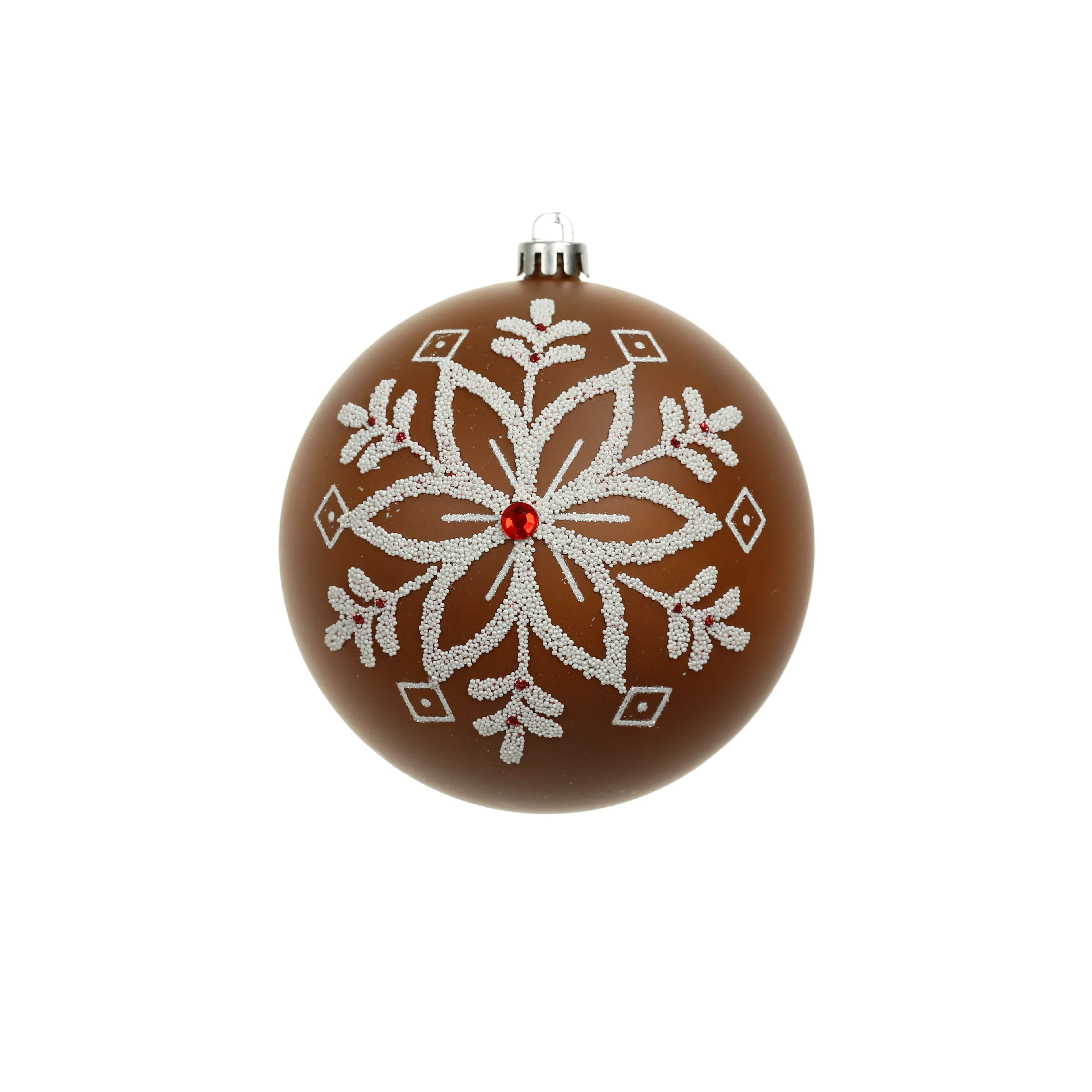 2 Pack 4.7&#x22; Gingerbread Snowflake Shatterproof Ball Ornaments by Ashland&#xAE;