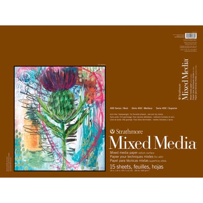 Strathmore 400 Series Mixed Media Pad, Black, Glue Binding 15 Sheet 6x8 Inch Pack Of 3