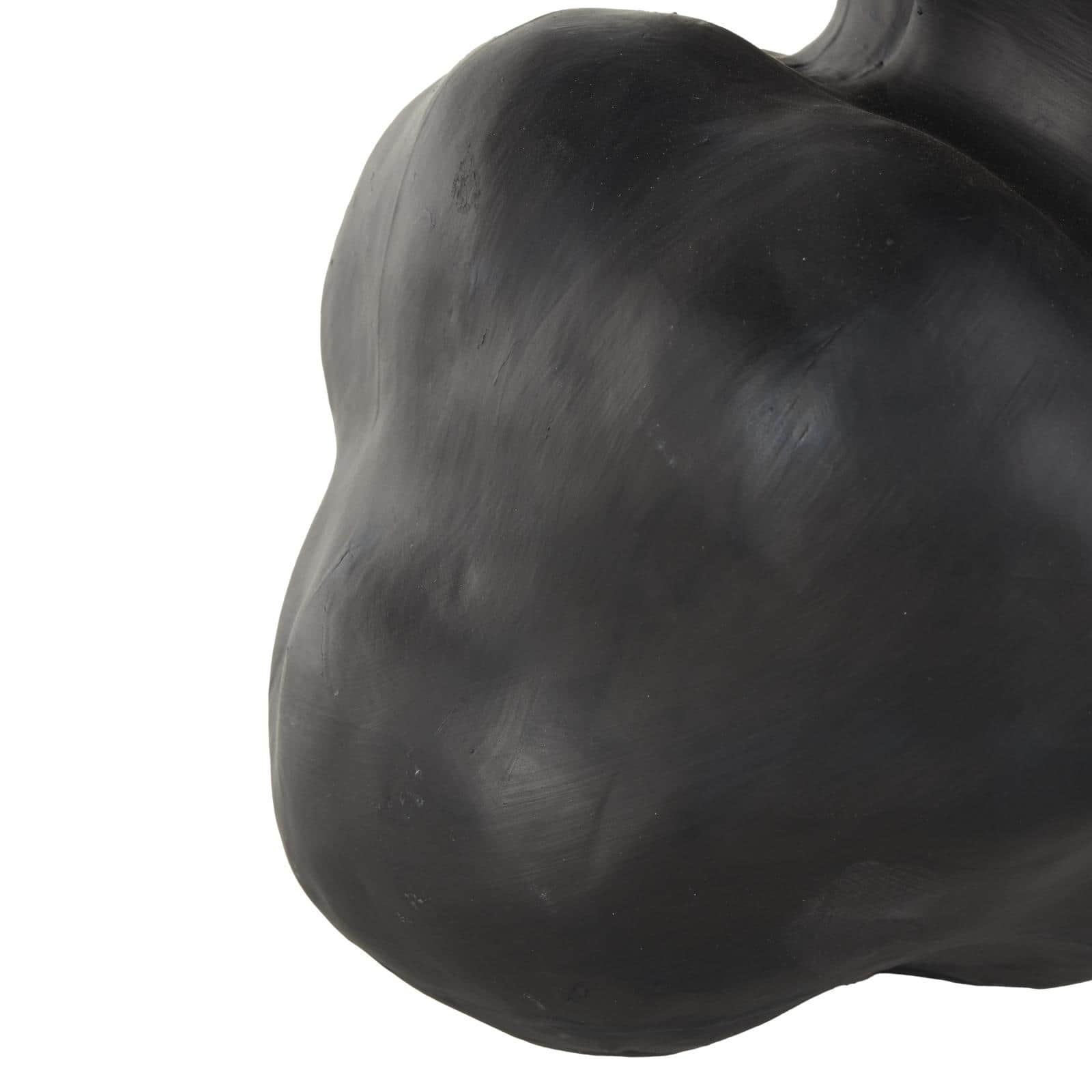 8.75&#x22; Black Ceramic Abstract Wide Rounded Floral Shaped Decorative Vase with Petal Rim