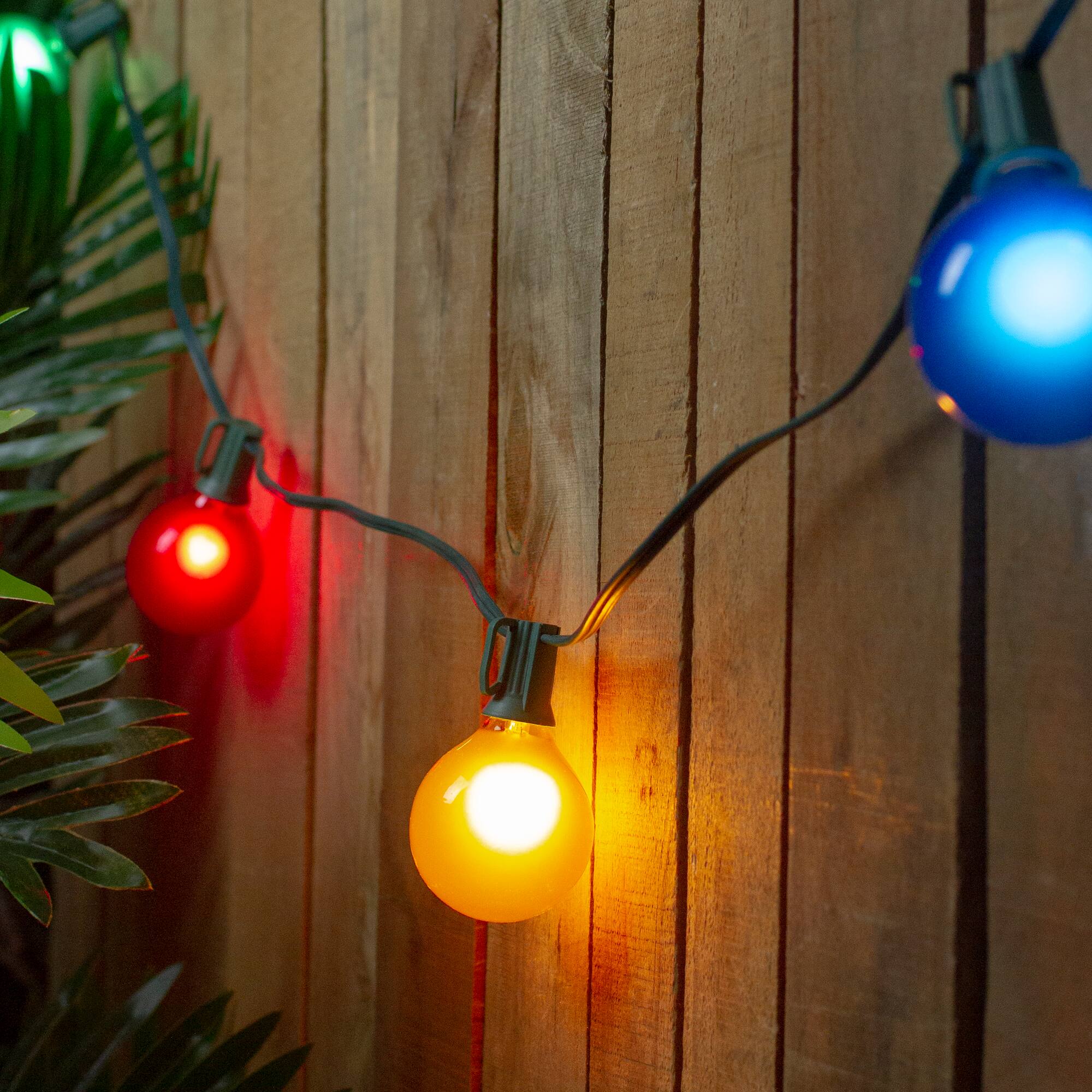 15ct. Multi-Color Satin G50 Globe Christmas Light Set With Green Wire