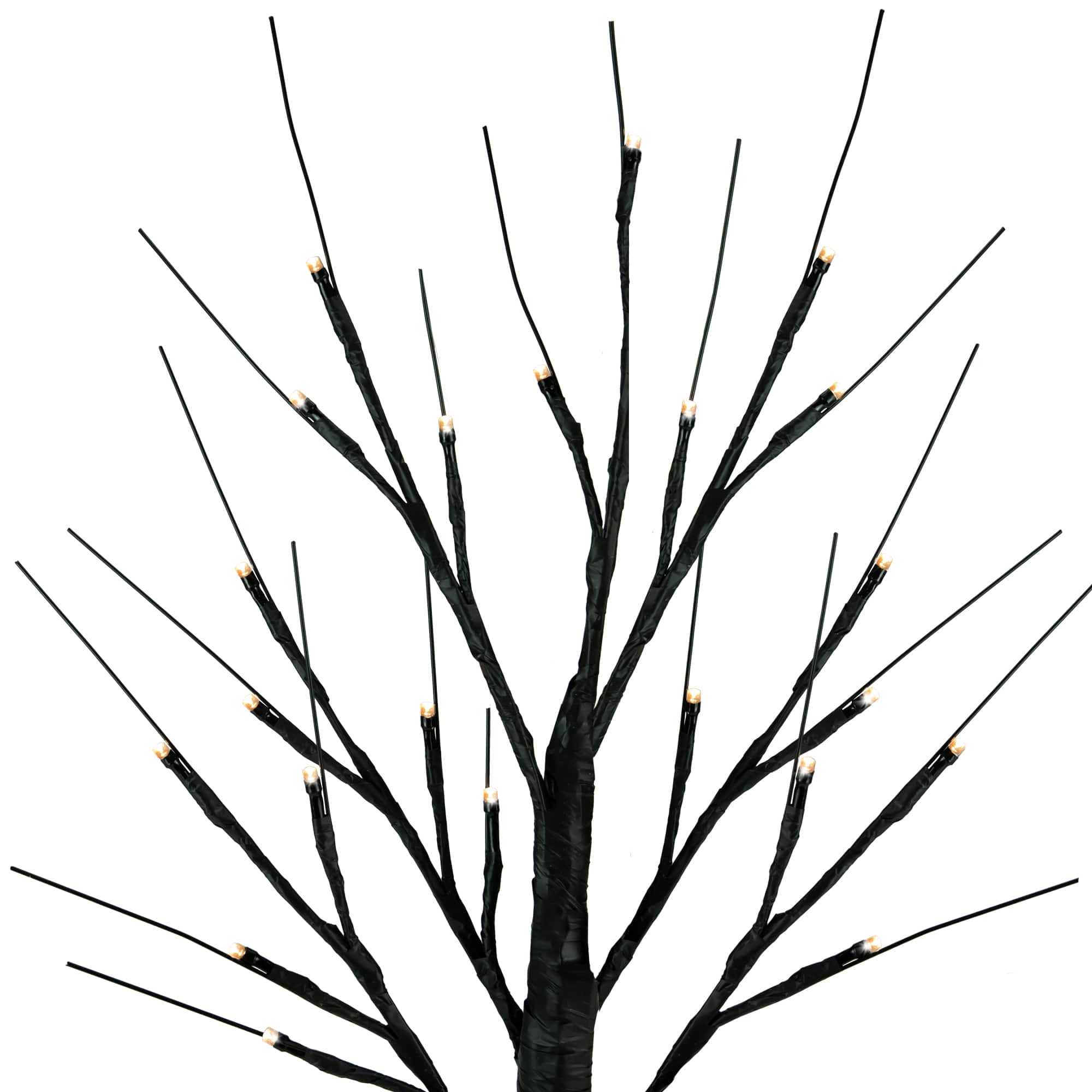 24" LED Lighted Black Halloween Twig Tree, Warm White Lights